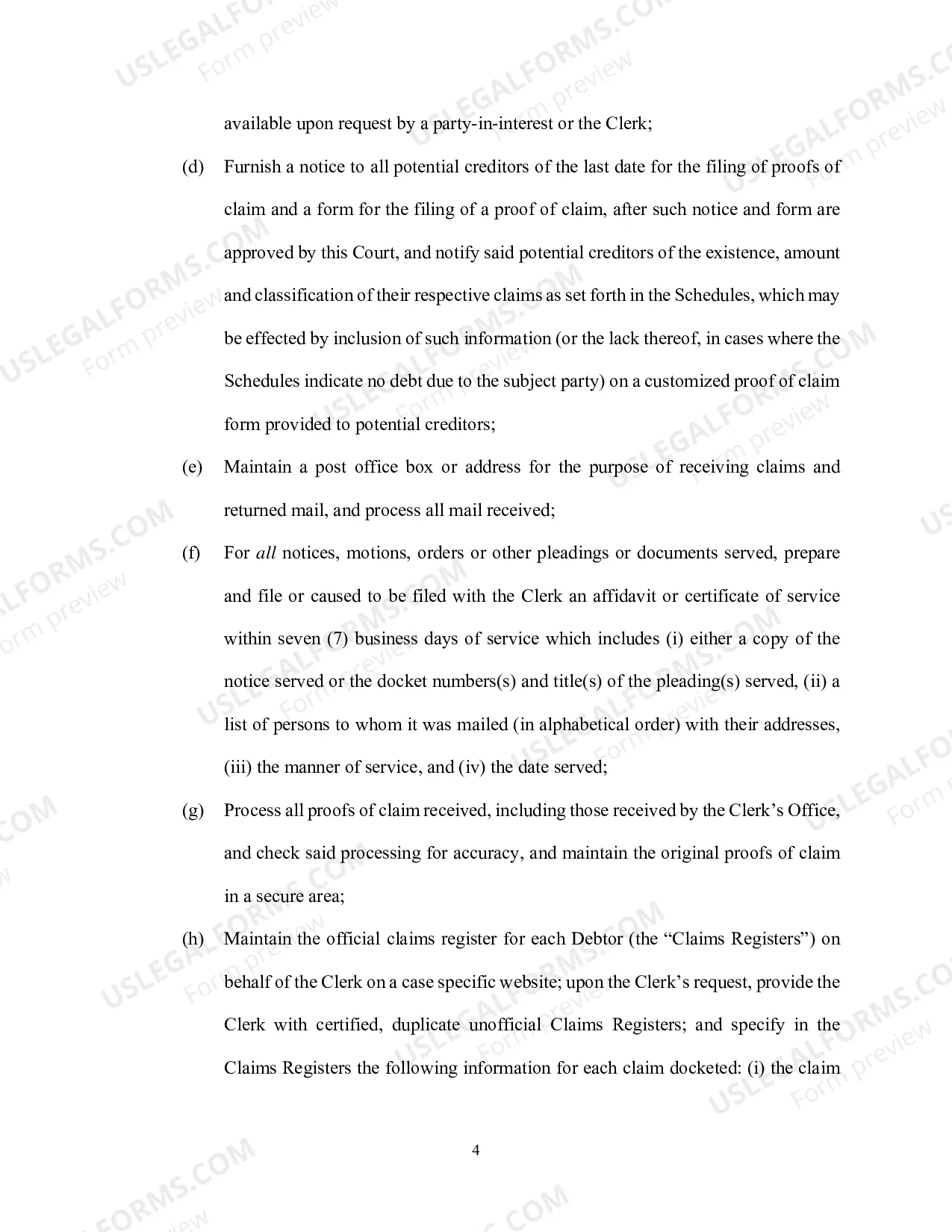 Preview Application For Order Appointing Claims And Noticing Agent