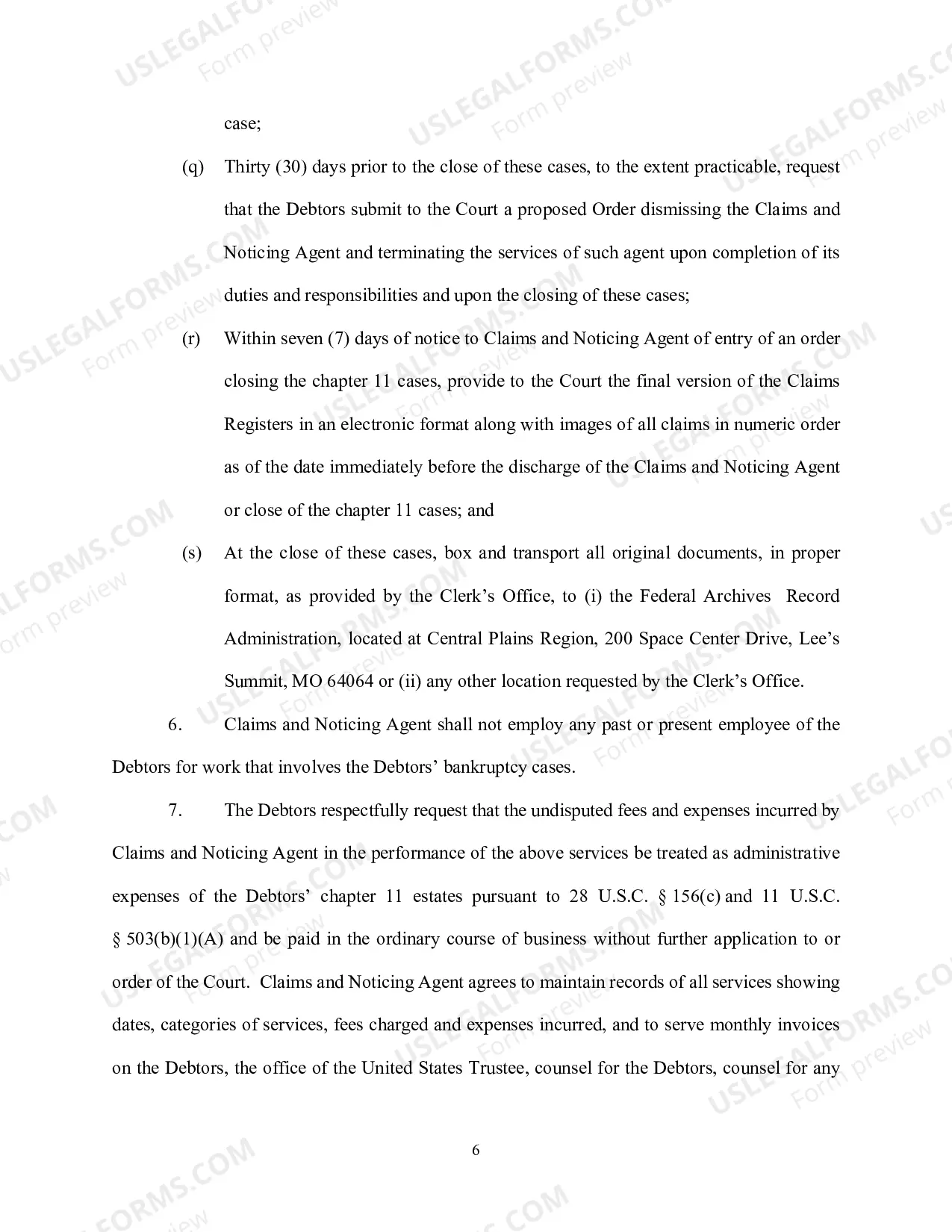 Preview Application For Order Appointing Claims And Noticing Agent
