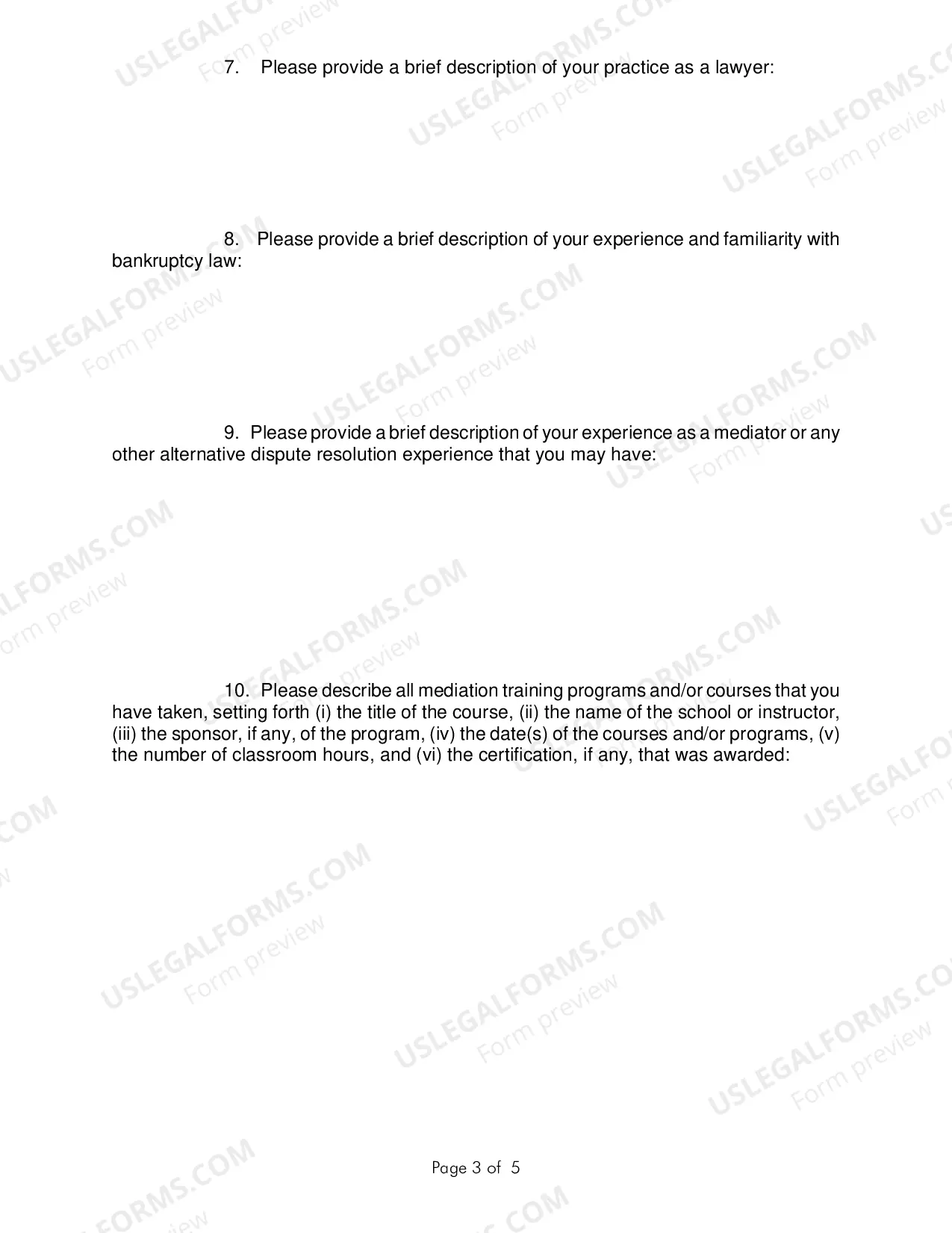 Preview Application Form For Applicants For Inclusion On Mediation Register (Lawyers Only)