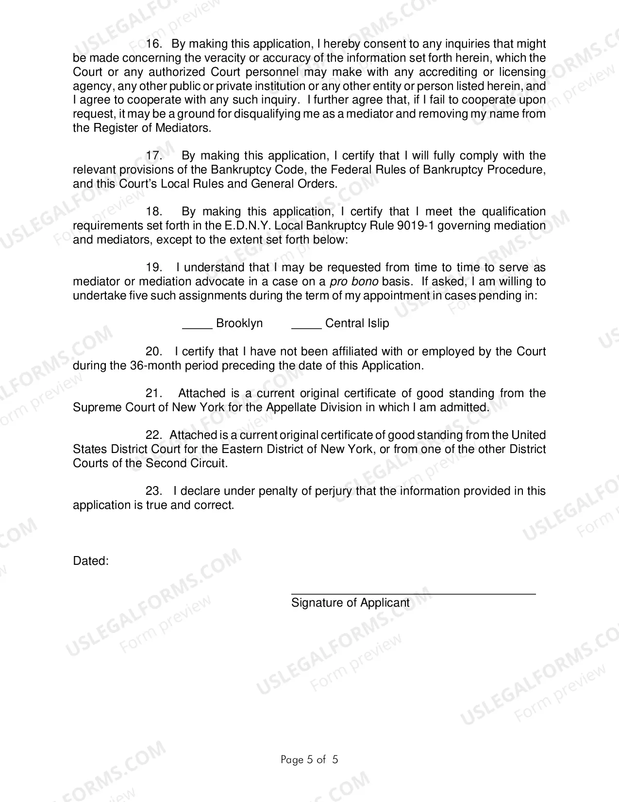Preview Application Form For Applicants For Inclusion On Mediation Register (Lawyers Only)