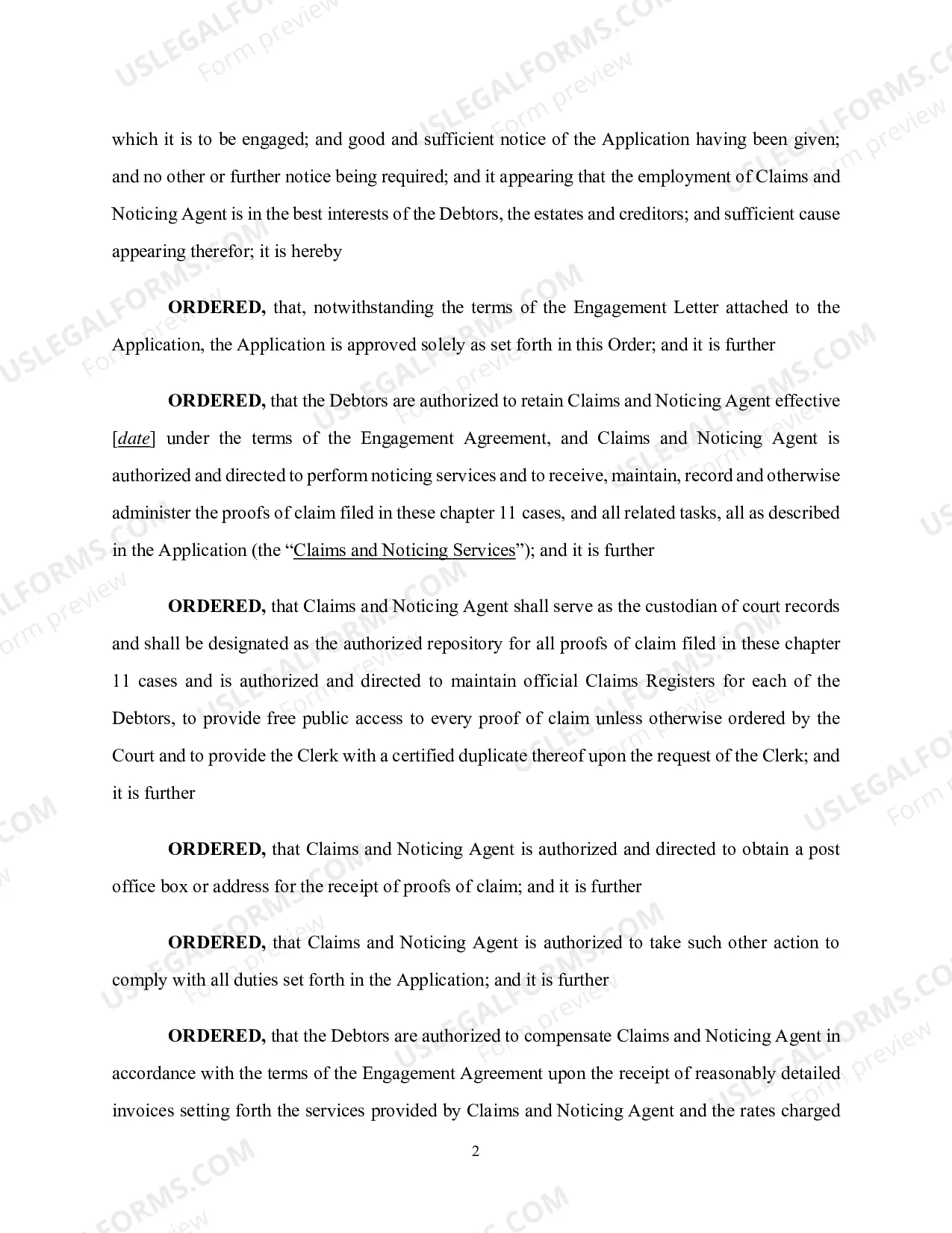 Preview Order Authorizing Retention And Appointment of Claims And Noticing Agent