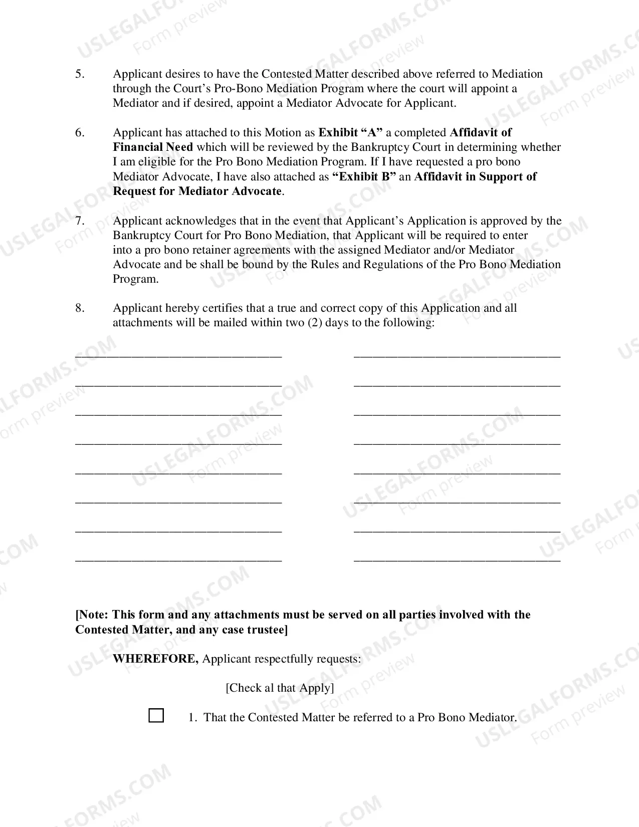 Preview Application for Pro Bono Mediation