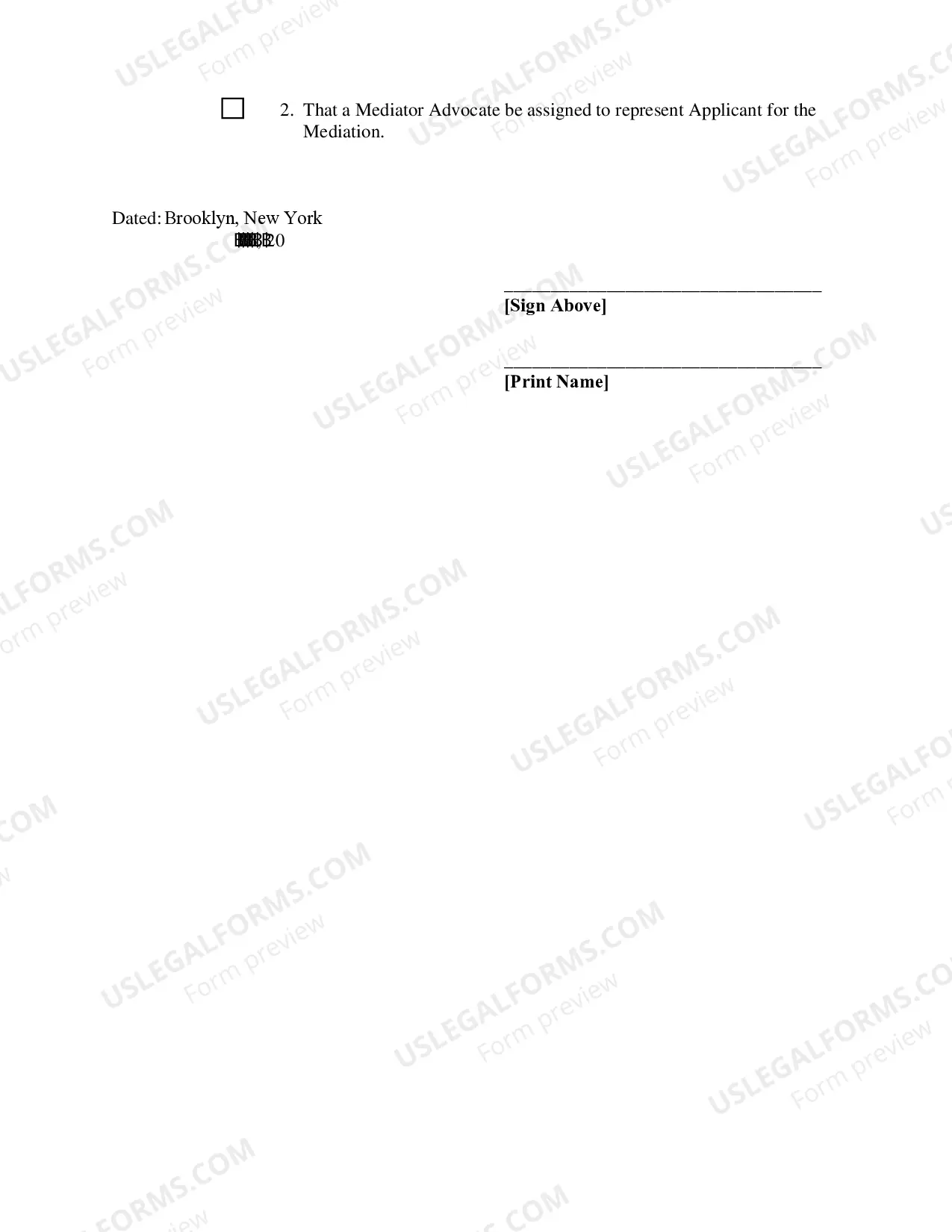 Preview Application for Pro Bono Mediation