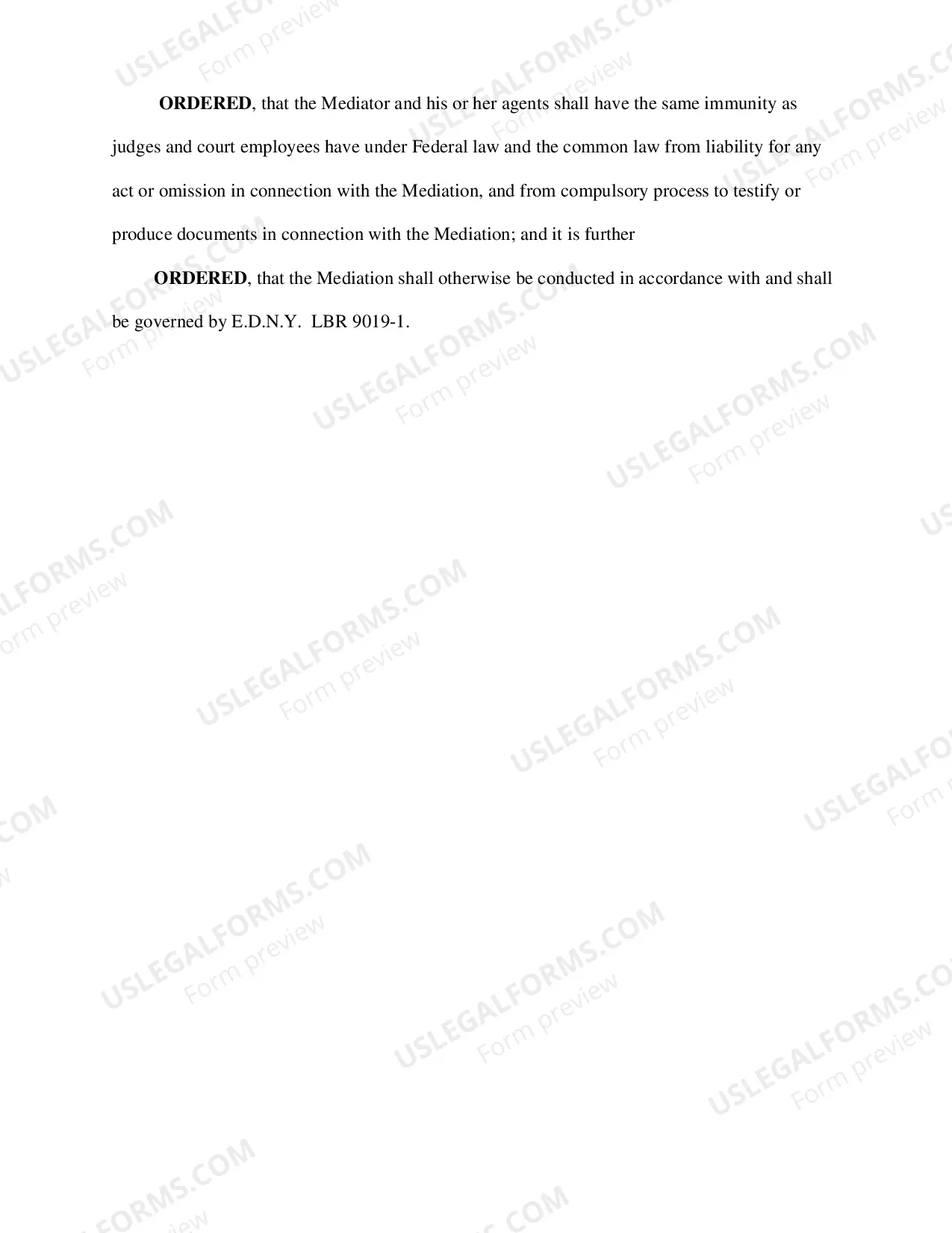 Preview Pro Bono Mediation Referral Order