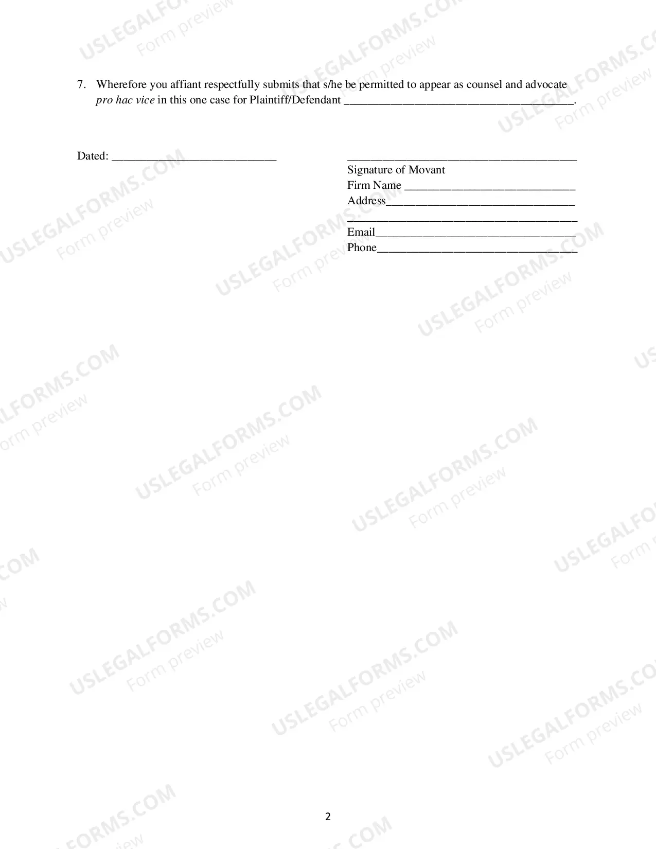 Preview Pro Hac Vice Admission - Bankruptcy Case - Affirmation in Support (10/17/17)