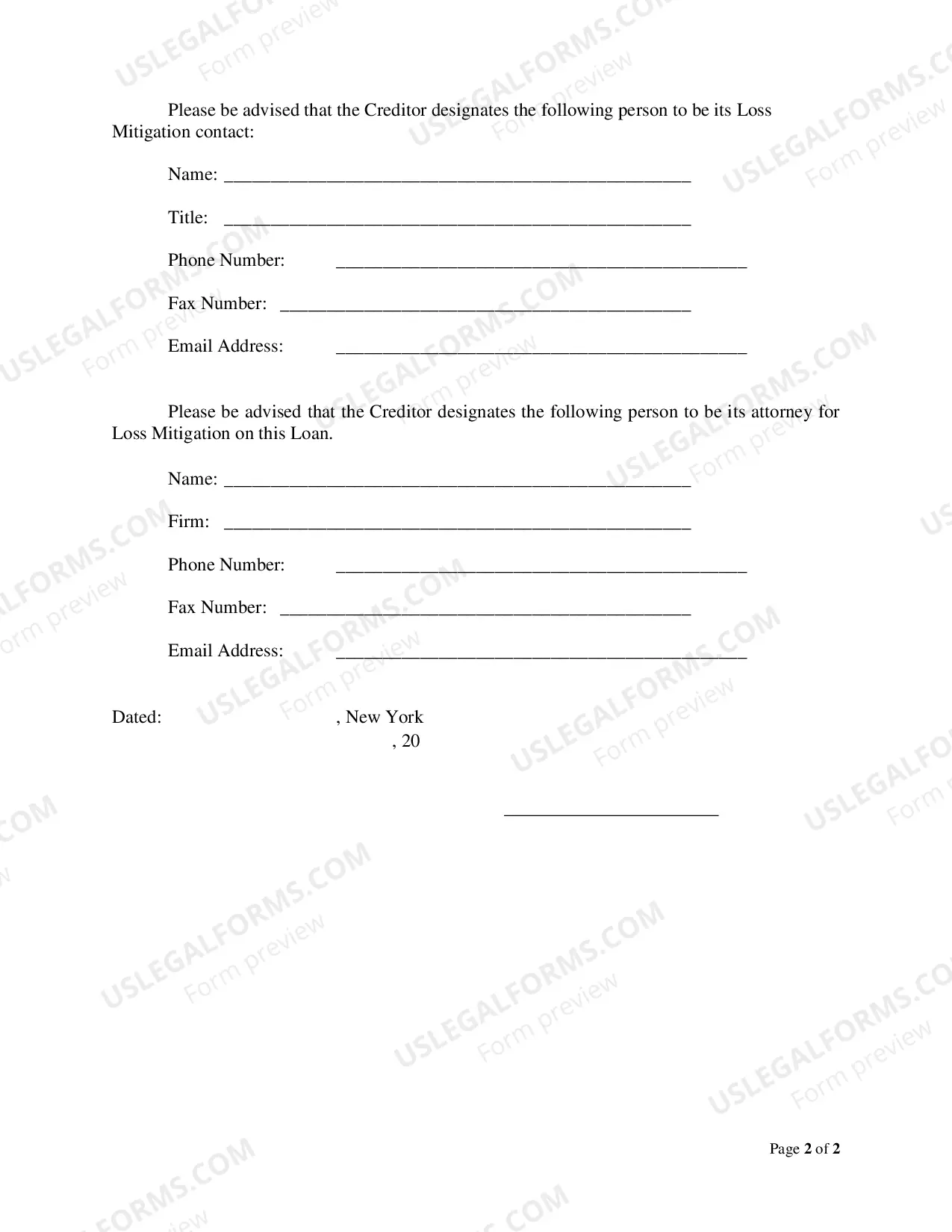 Preview Creditor Loss Mitigation Affidavit