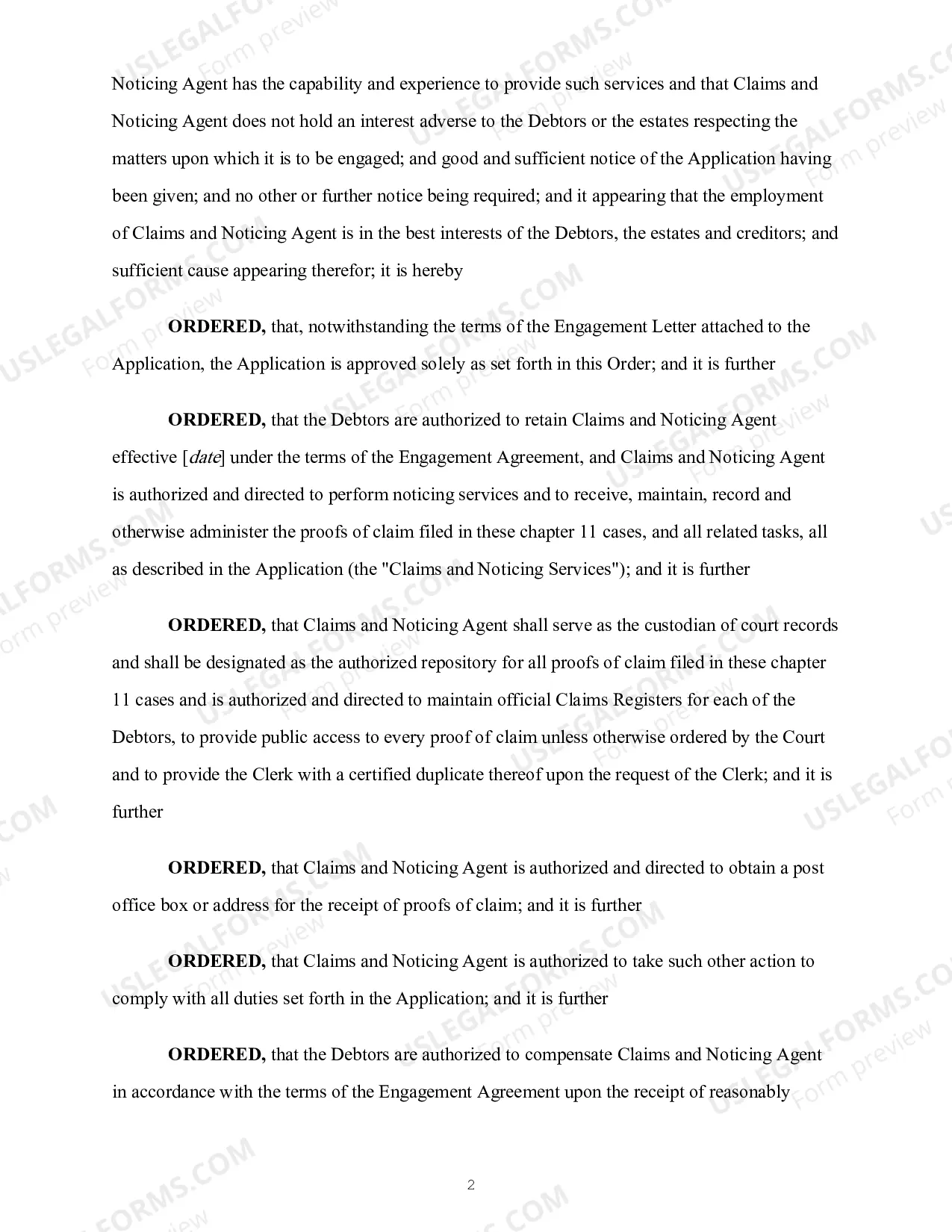 Preview Order Authorizing Retention And Appointment of Claims And Agent And Granting Related Relief