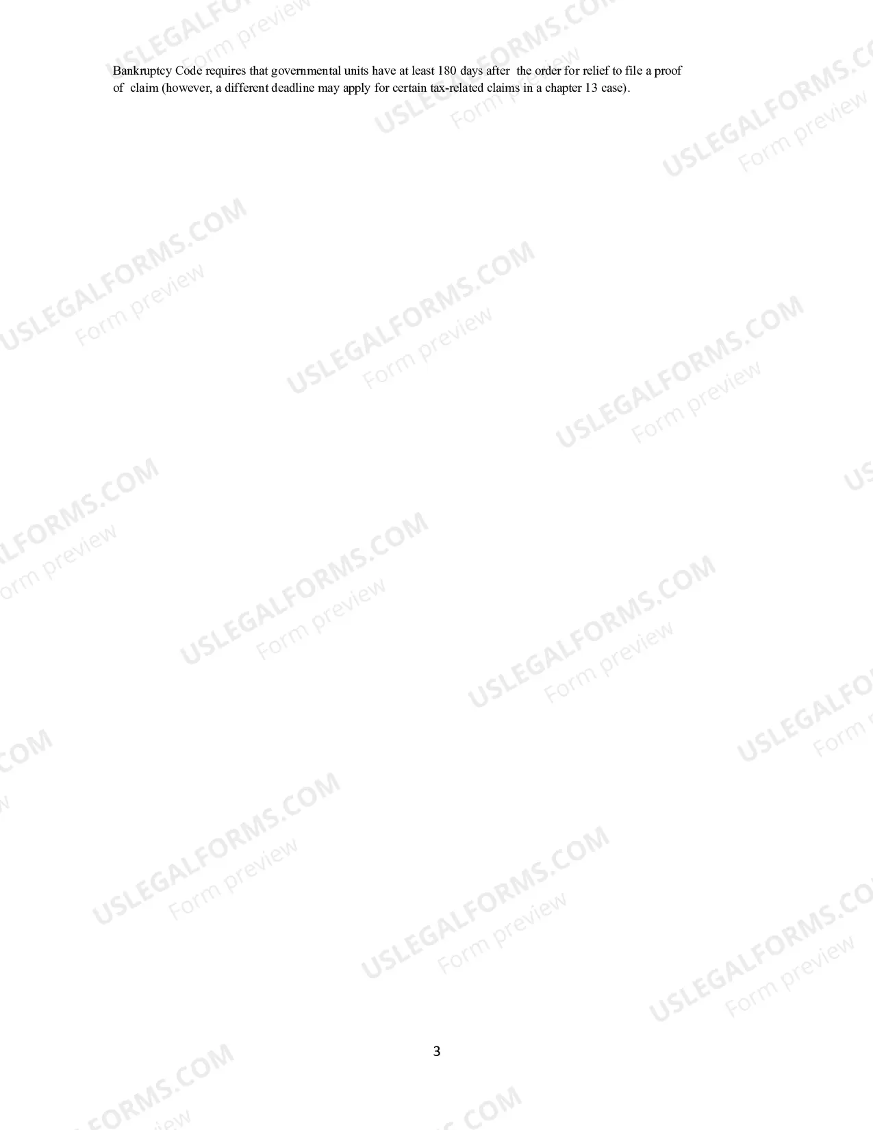Preview FORM ORDER ESTABLISHING DEADLINE FOR FILING PROOFS of CLAIM (BAR DATE)