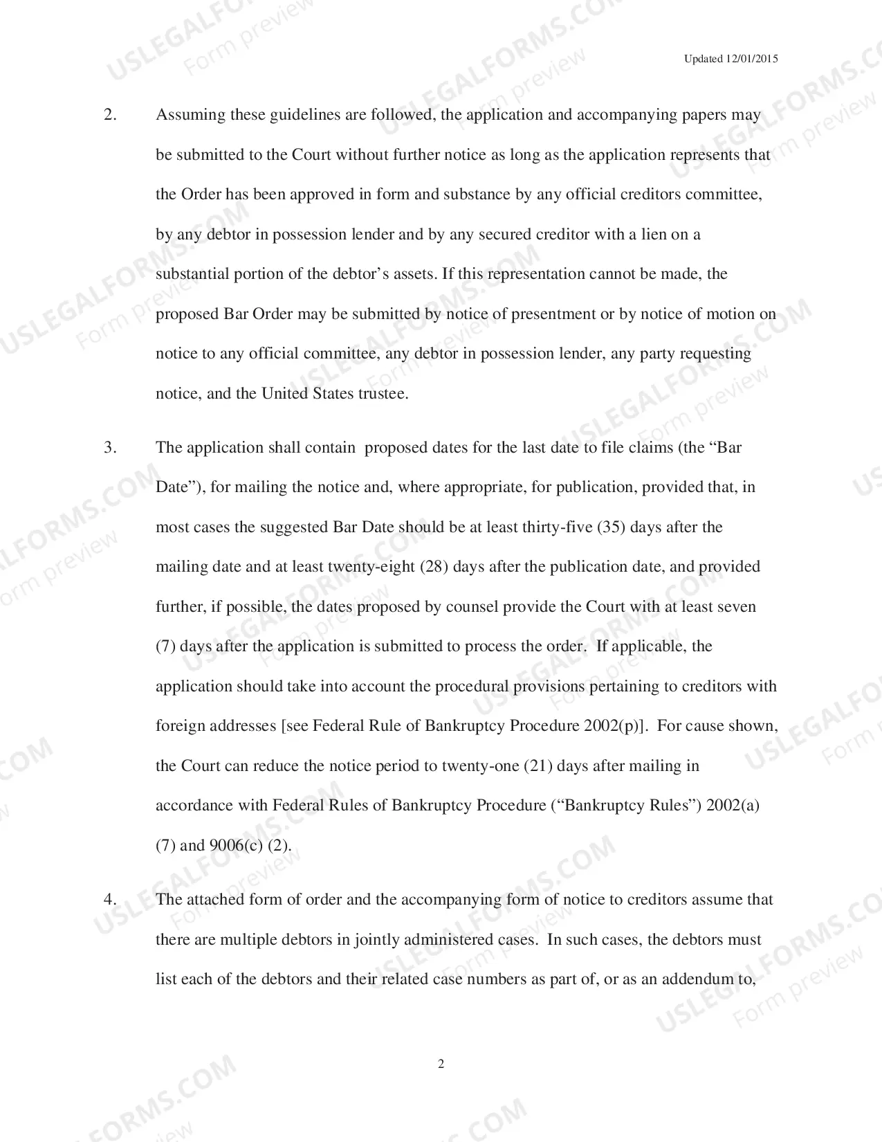 Preview Procedural Guidelines for Filing Request for Orders to Set Last Date for Filing Proofs of Claim