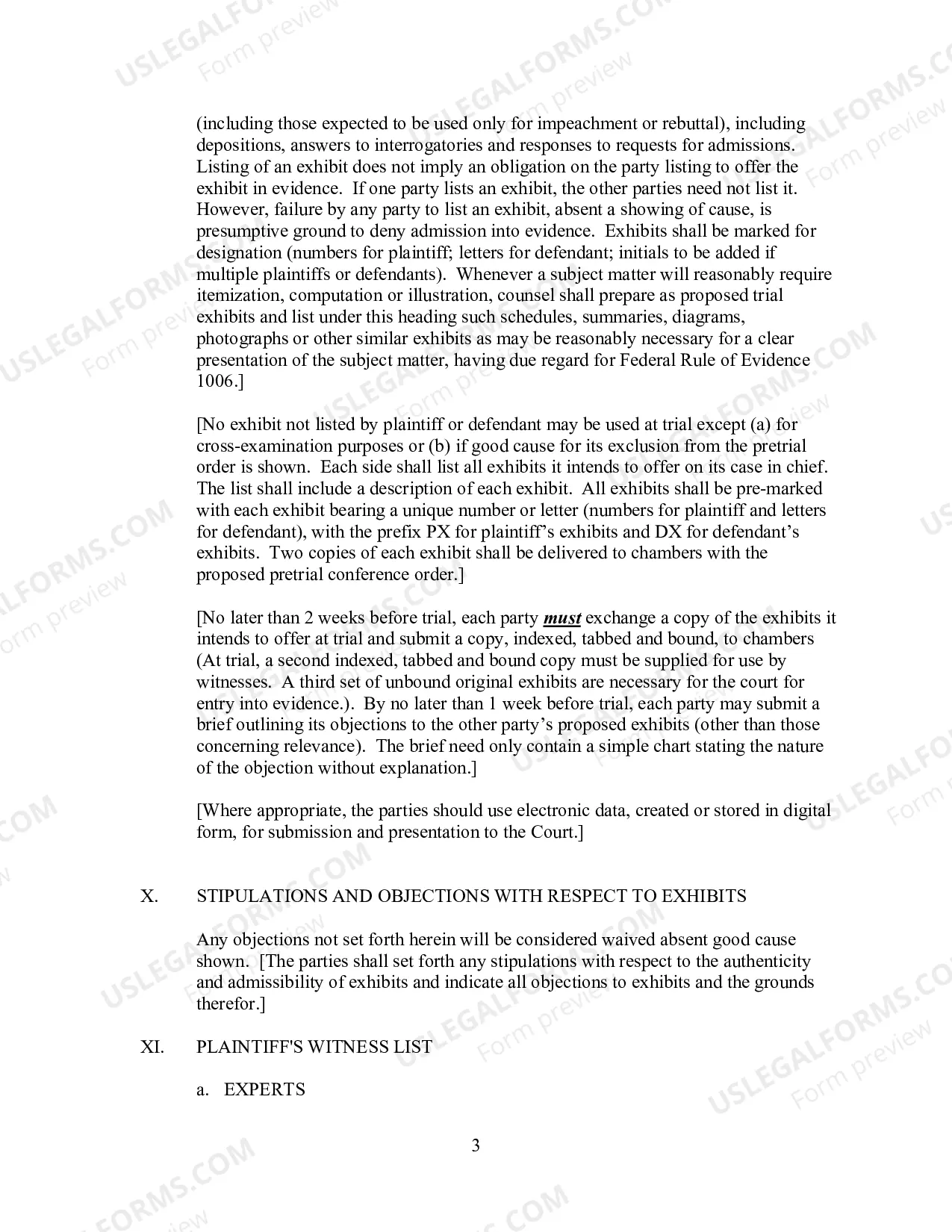 Preview Joint Pretrial Conference Order (Template)