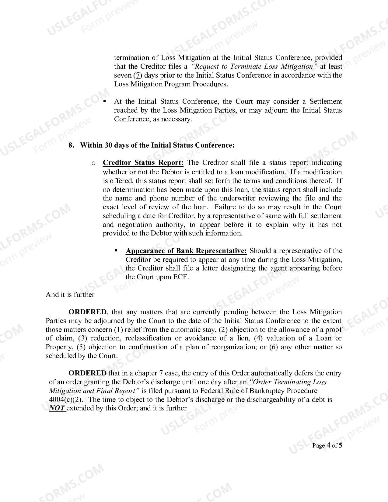 Preview Loss Mitigation Order