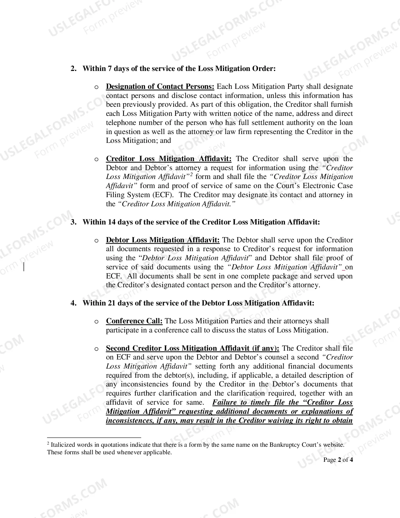 Preview Loss Mitigation Order White Plains only