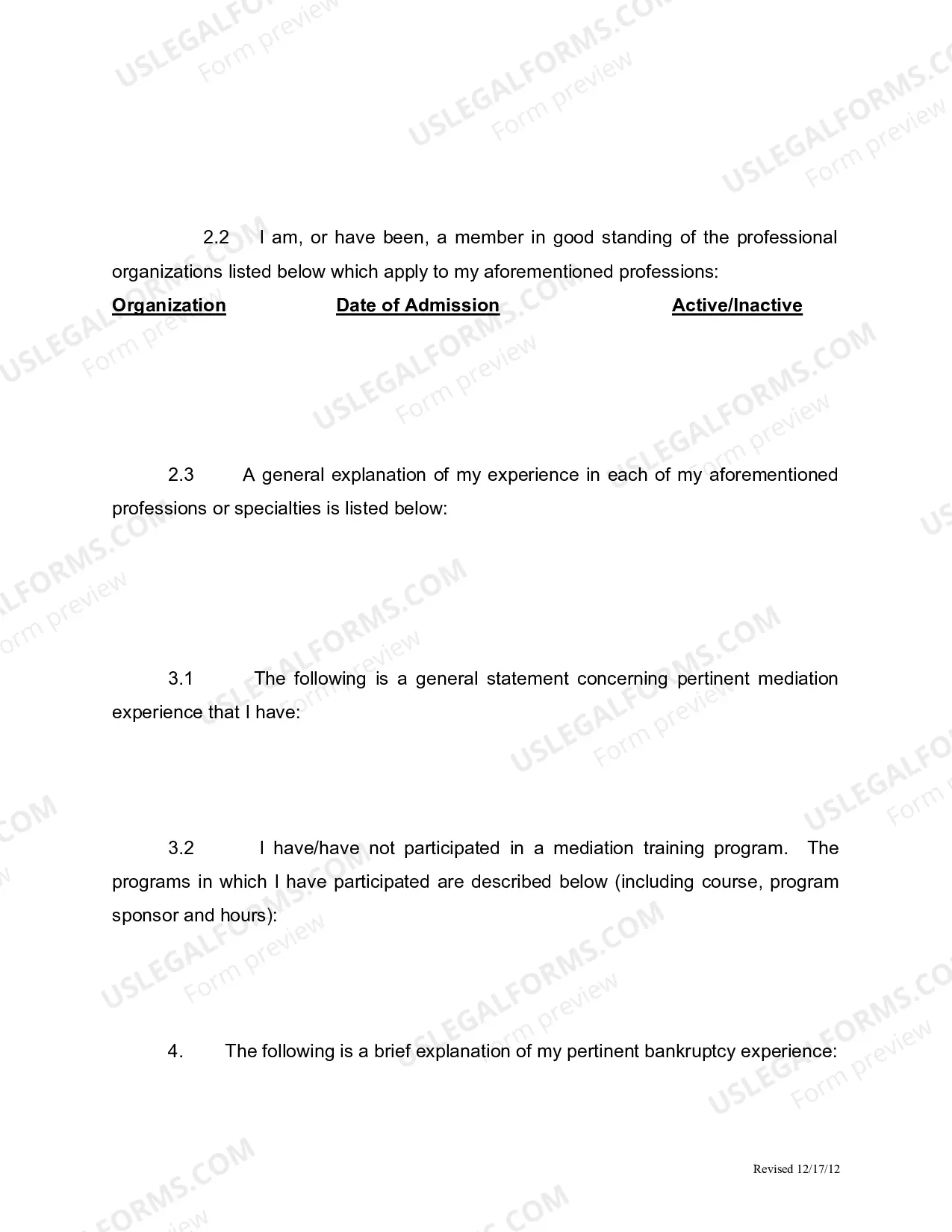 Preview Mediators' Application Form (Microsoft Word Format)