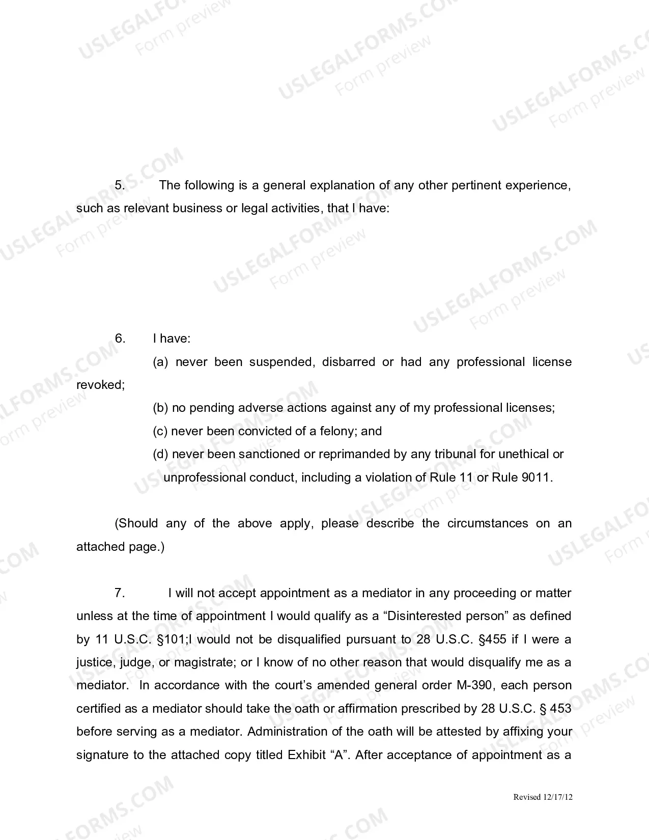 Preview Mediators' Application Form (Microsoft Word Format)