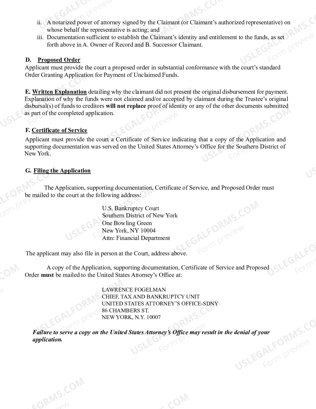 Preview Instructions for Applying for Unclaimed Funds