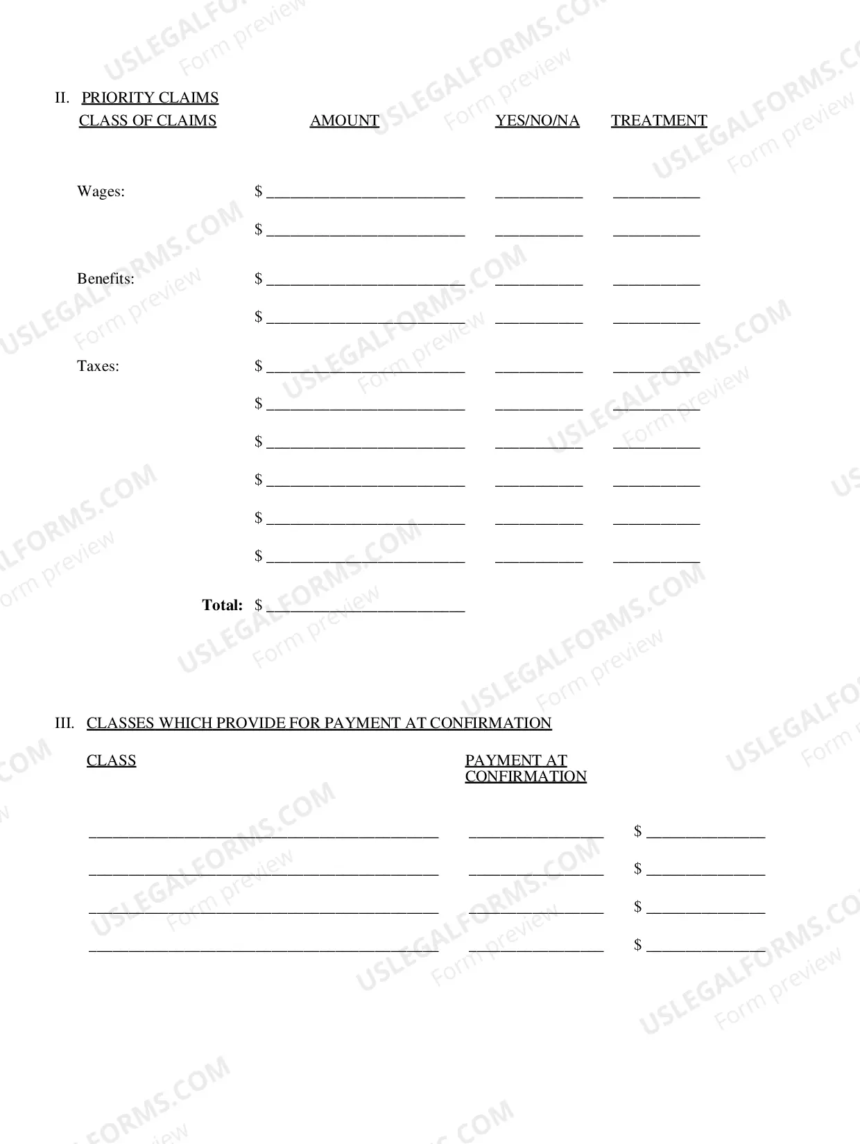 Preview Chapter 11 Confirmation Checklist (BUFFALO ONLY)