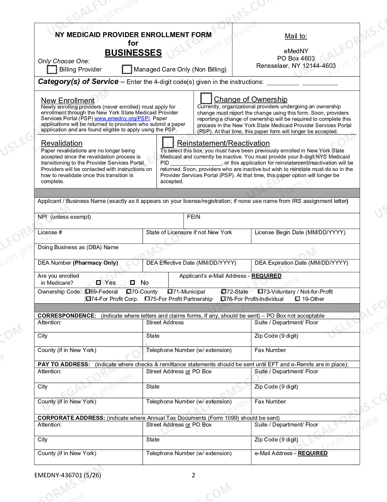 Preview NY Medicaid Provider Enrollment Form For Businesses