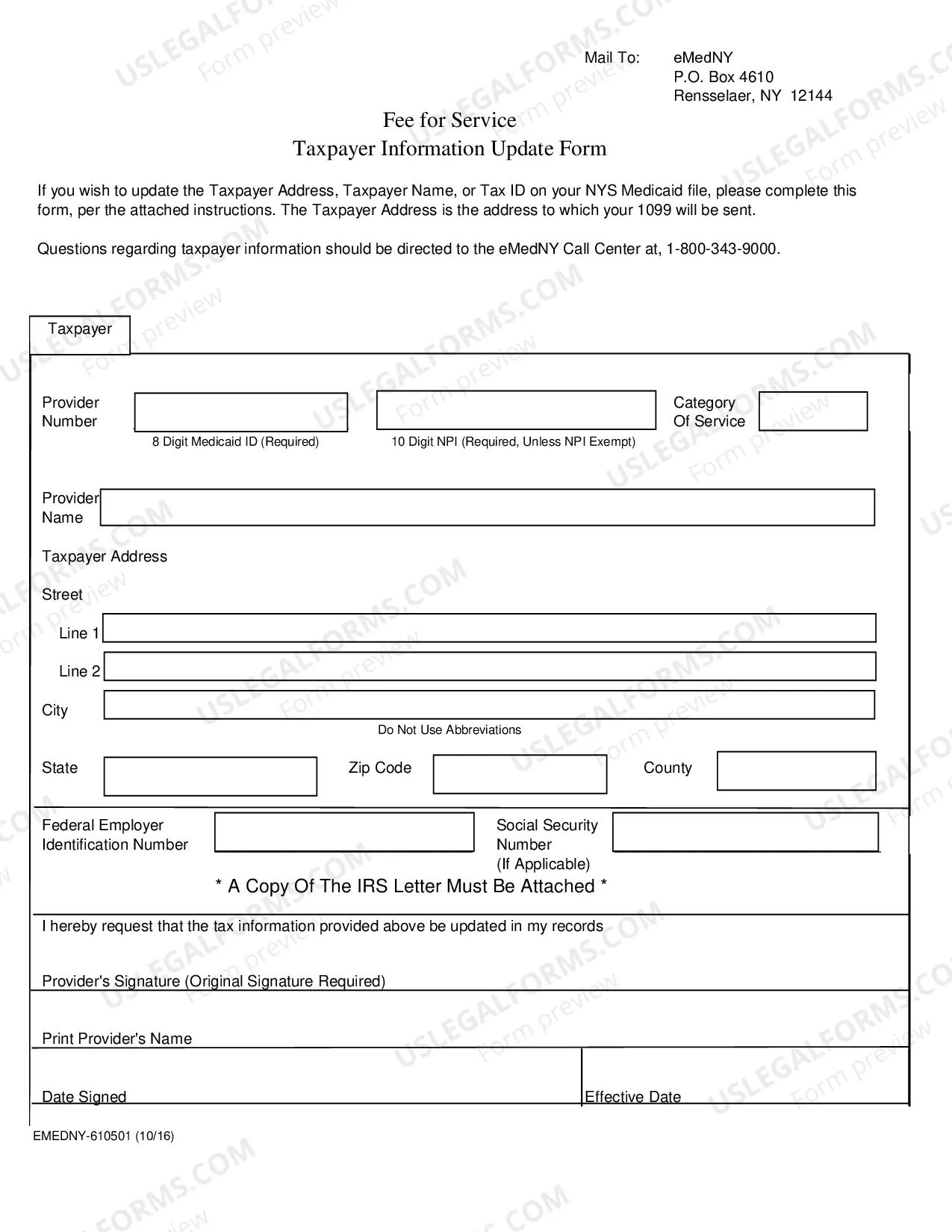 Preview Tax Update Form