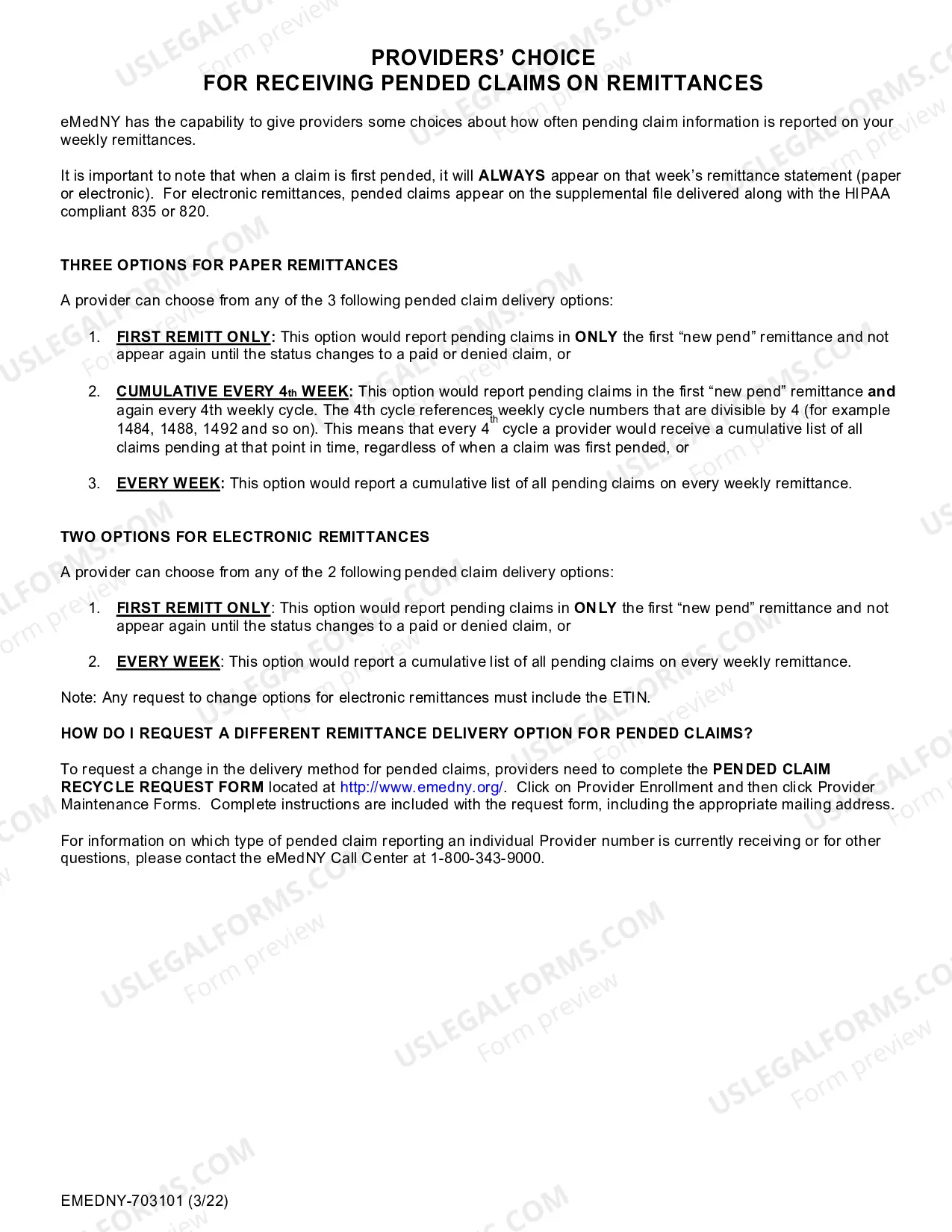 Preview Pended Claim Recycle Request Form