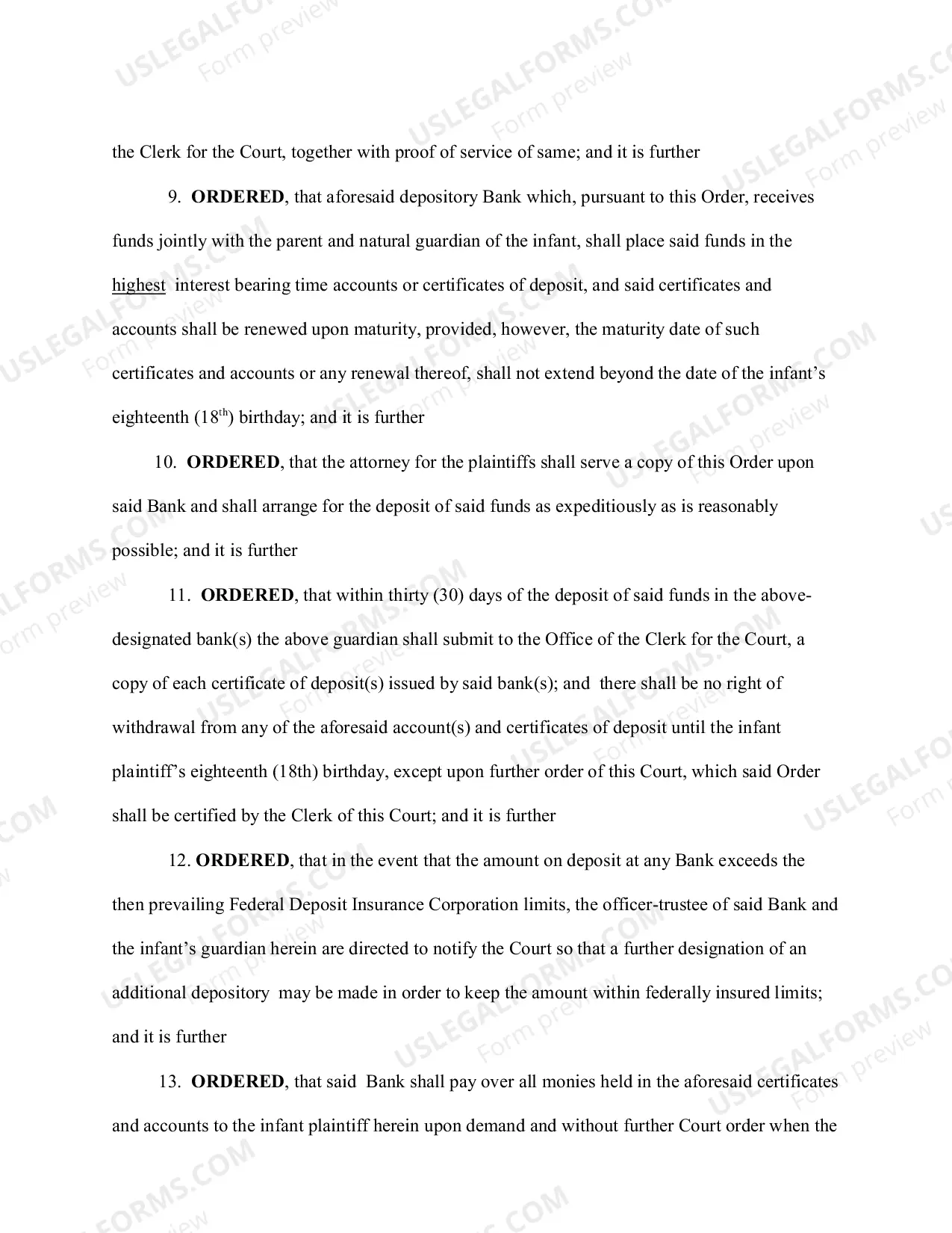 Preview Simple Order for a Structured Settlement (With Instructions)
