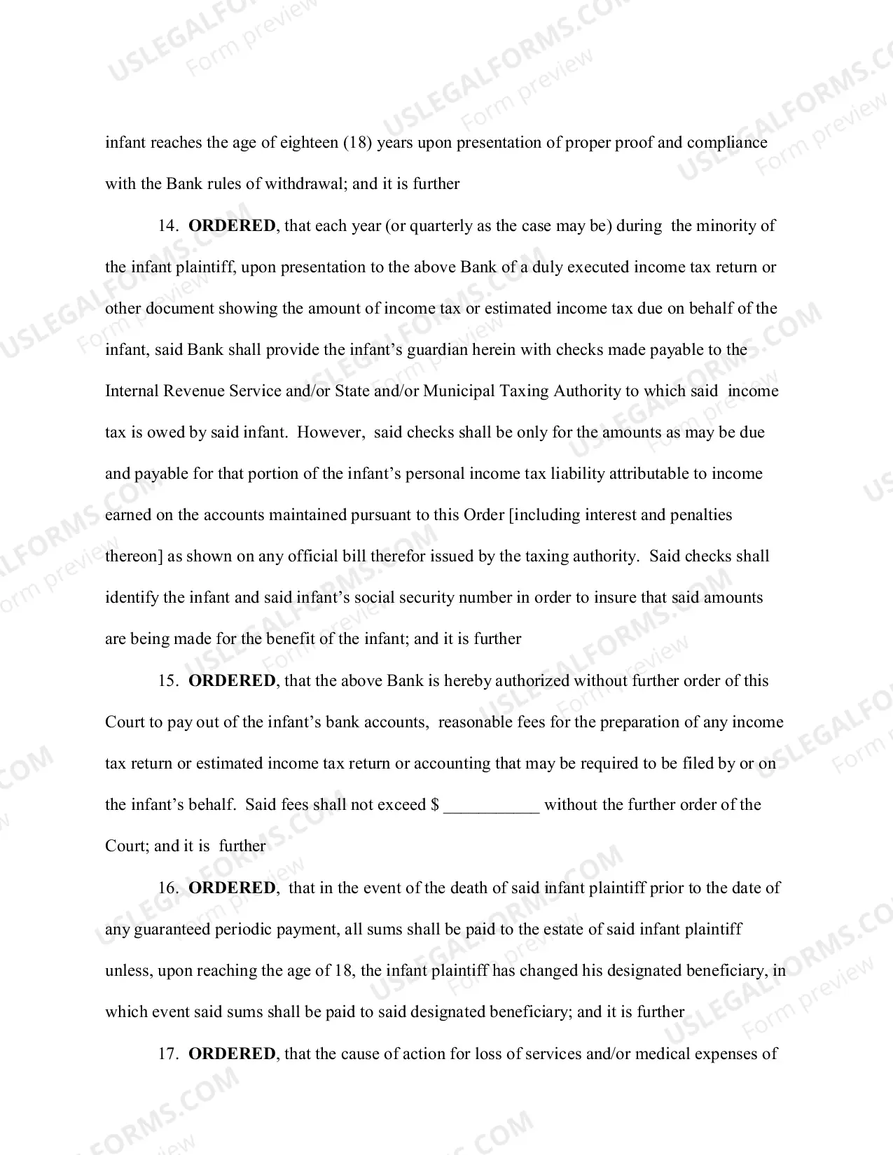 Preview Simple Order for a Structured Settlement (With Instructions)