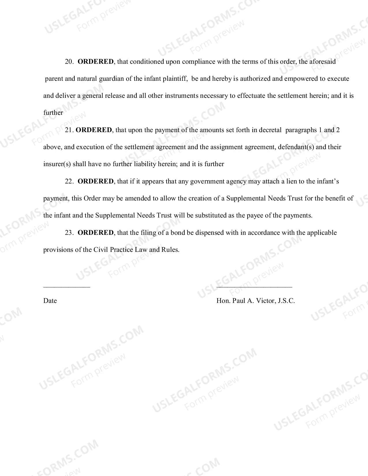 Preview Compromise Order For A Structured Settlement (Complex Order)