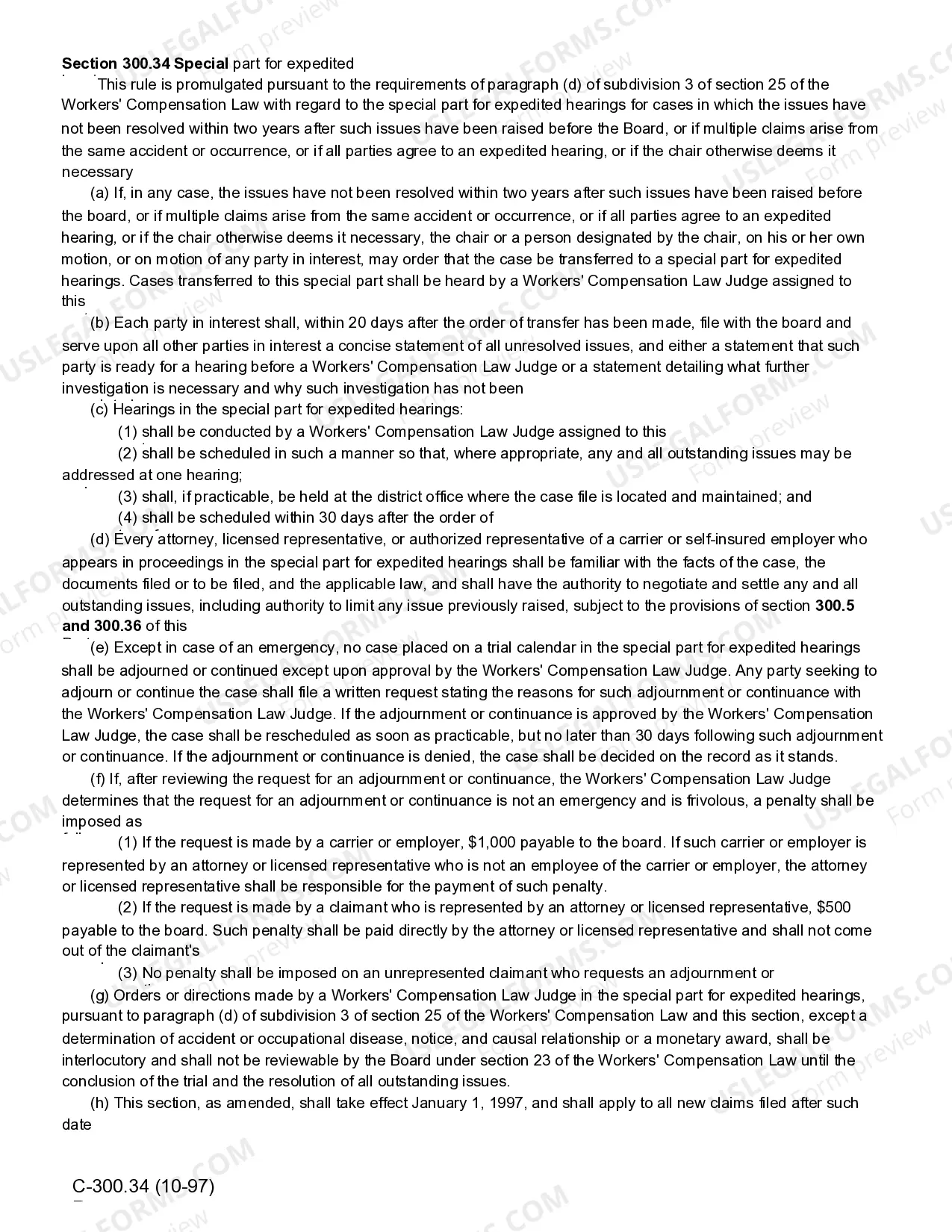 Preview Statement of Unresolved Issues-Special Part For Expedited Hearings