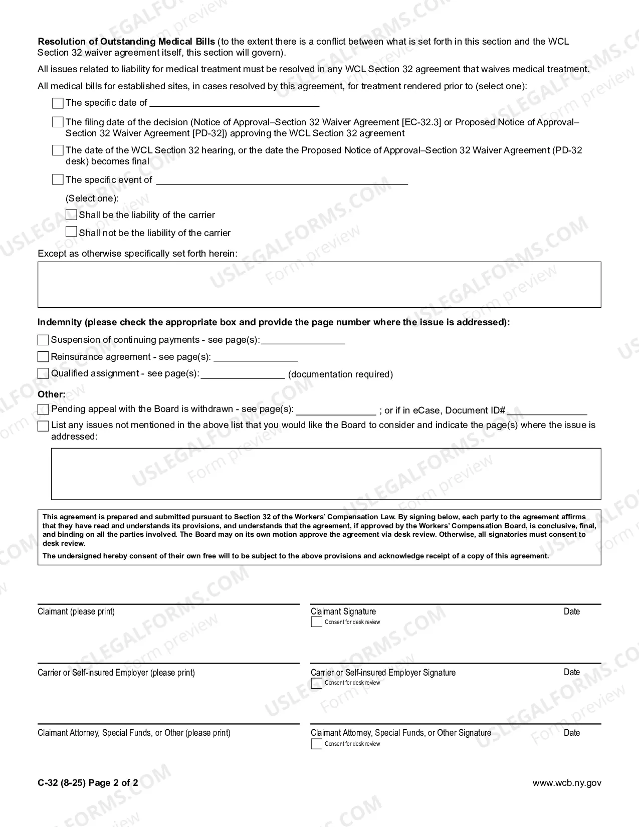 Preview Waiver Agreement - Section 32 WCL