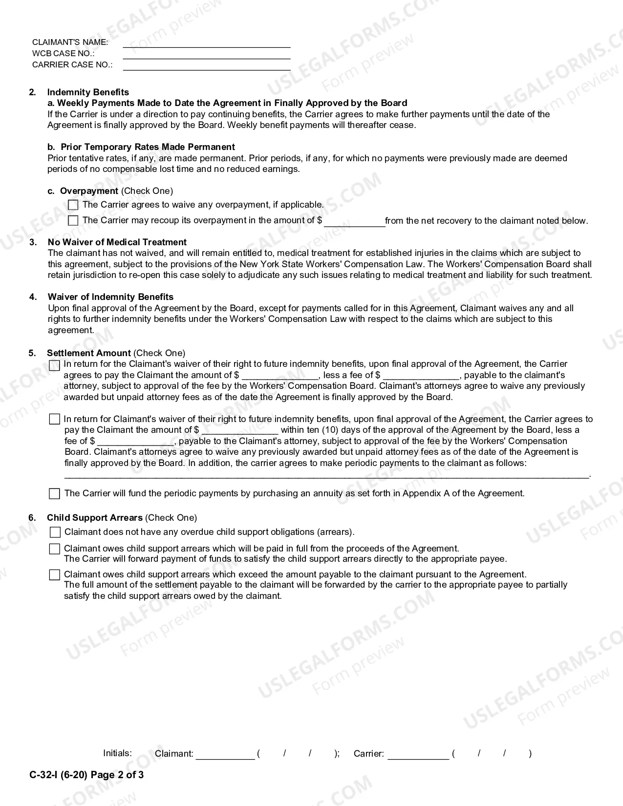 Preview Settlement Agreement - Section 32 WCL Indemnity Only Settlement Agreement