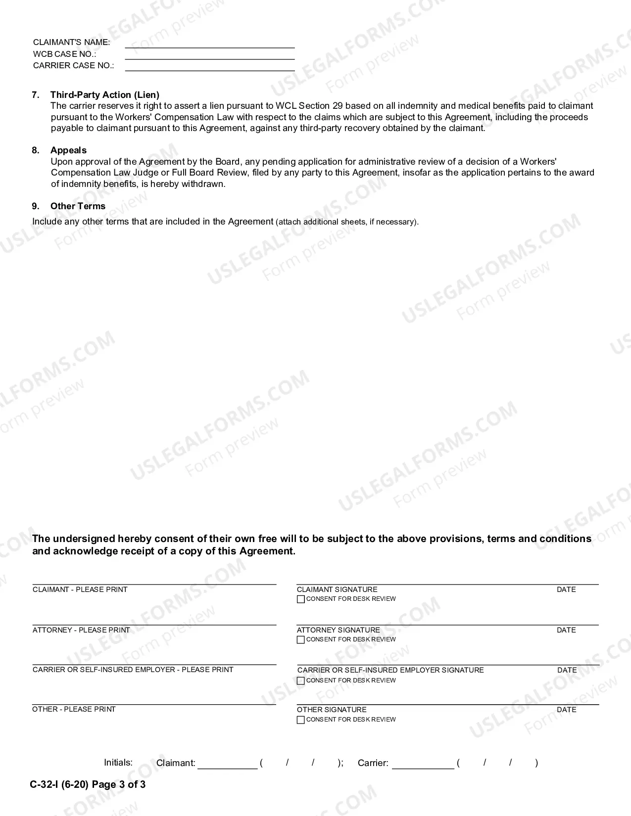 Preview Settlement Agreement - Section 32 WCL Indemnity Only Settlement Agreement