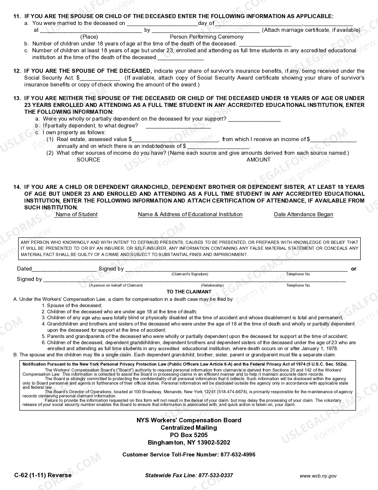 Preview Claim For Compensation In Death Case