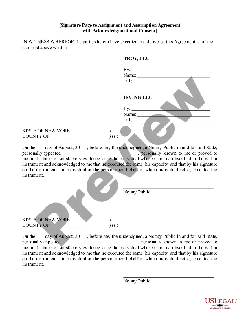 Preview Assignment and Assumption Agreement with Acknowledgment and Consent