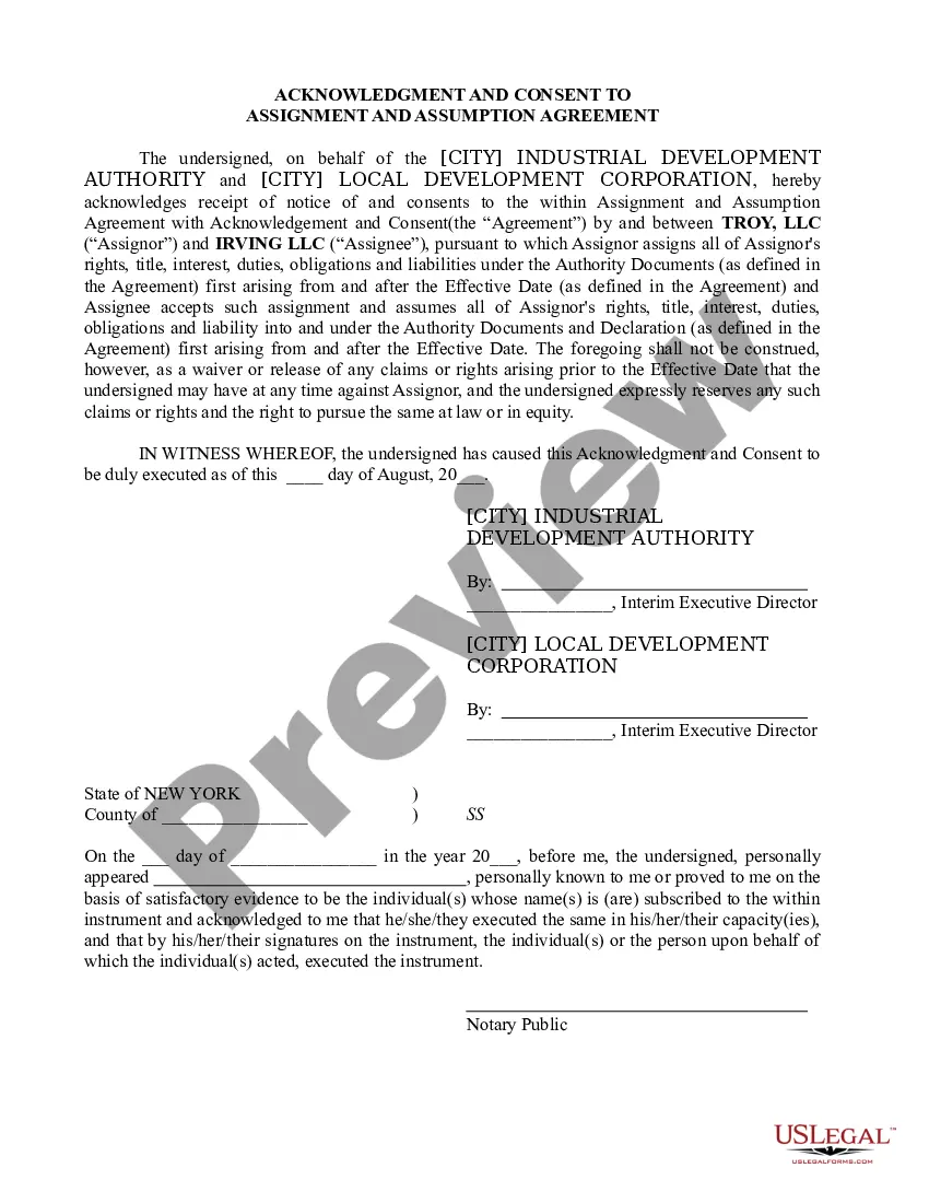 Preview Assignment and Assumption Agreement with Acknowledgment and Consent