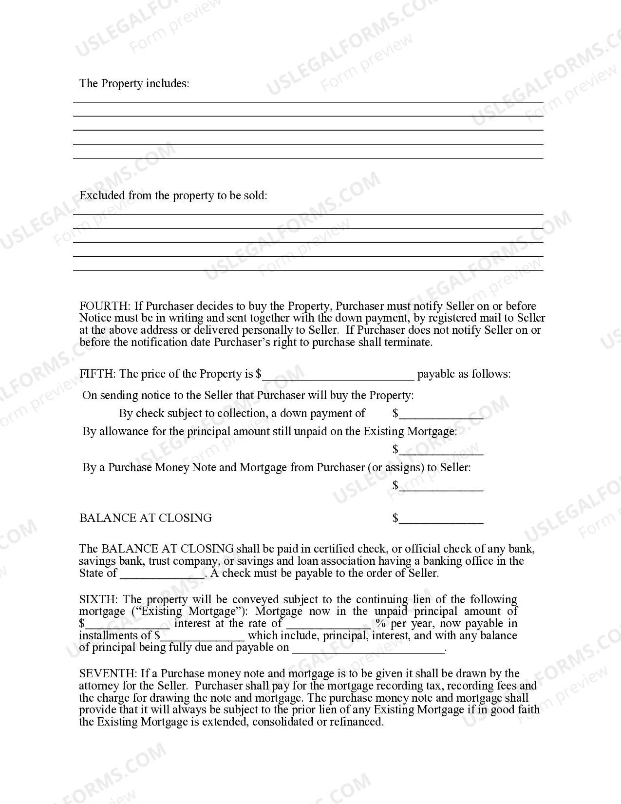 Preview Option Agreement to Purchase Real Estate