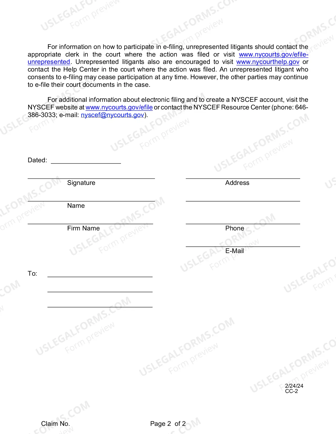 Preview Court Notice Regarding Availability of Electronic Filing (Court of Claims Cases)