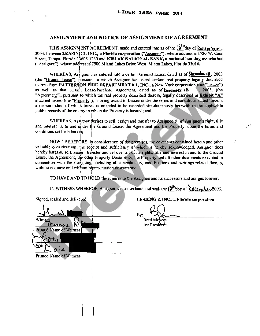 Preview Assignment of Ground Lease