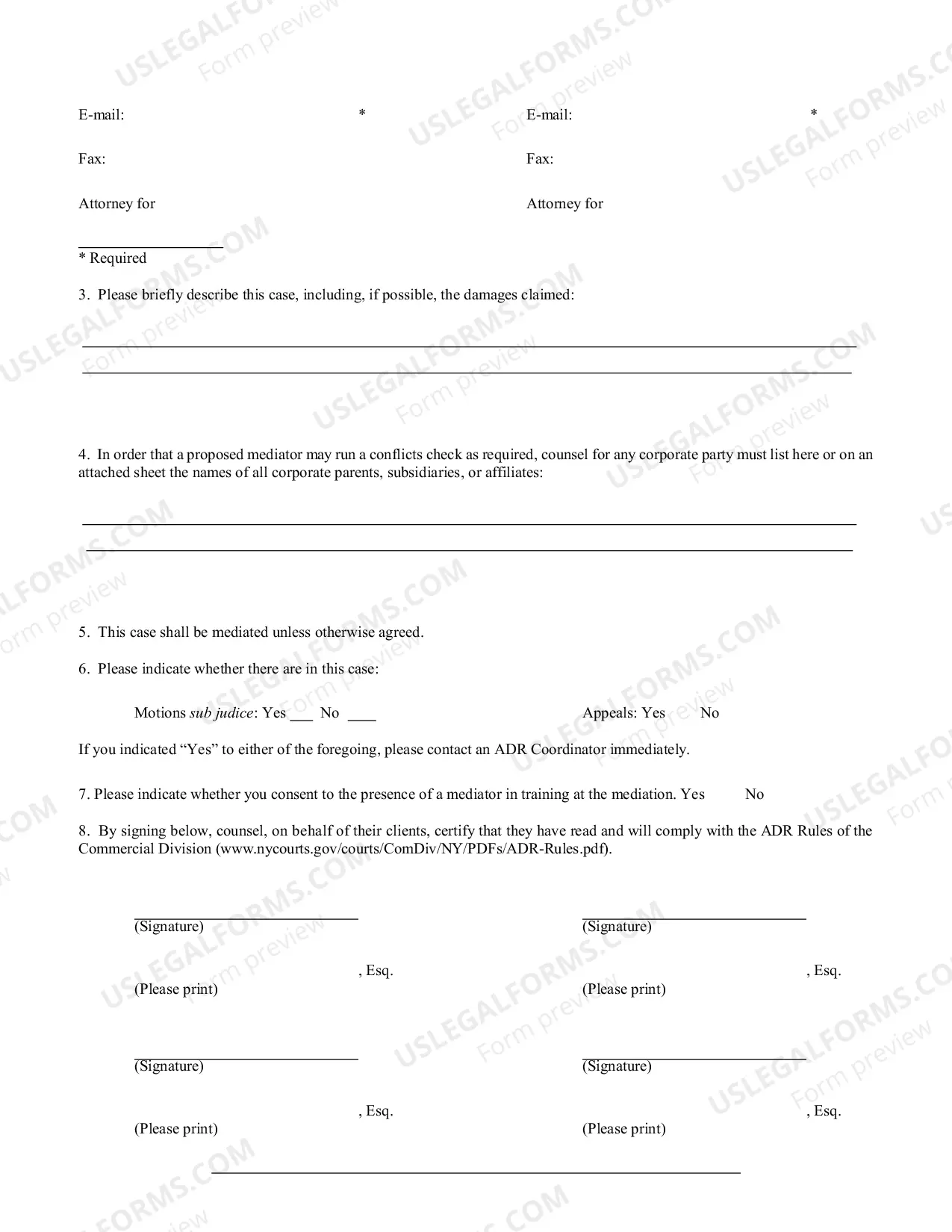 Preview ADR Initiation Form