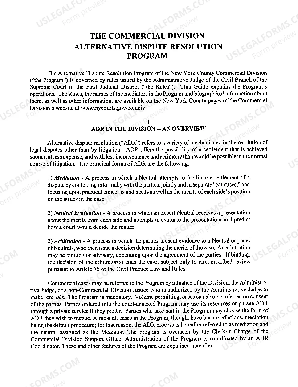 Preview Guide to the Alternative Dispute Resolution Program (rev. 2/2013)