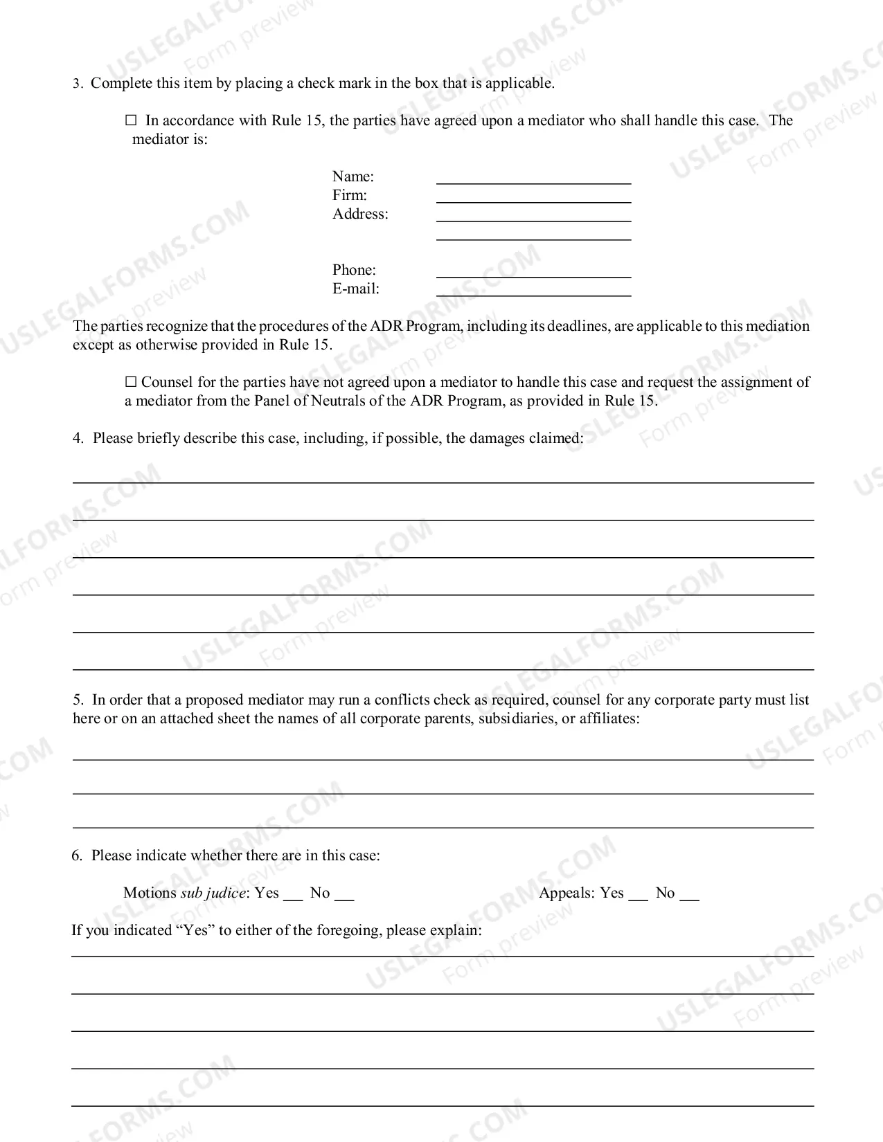 Preview Notification Regarding Selection of Mediator