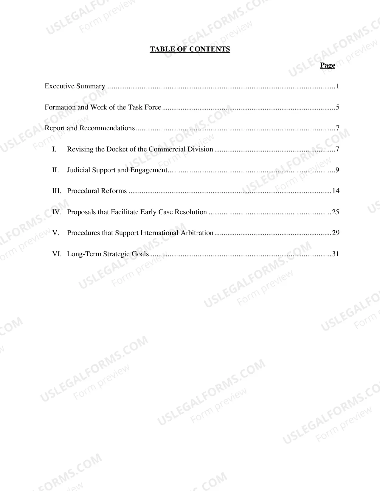 Preview The Chief Judge's Task Force on Commercial Litigation in the 21st Century - Report
