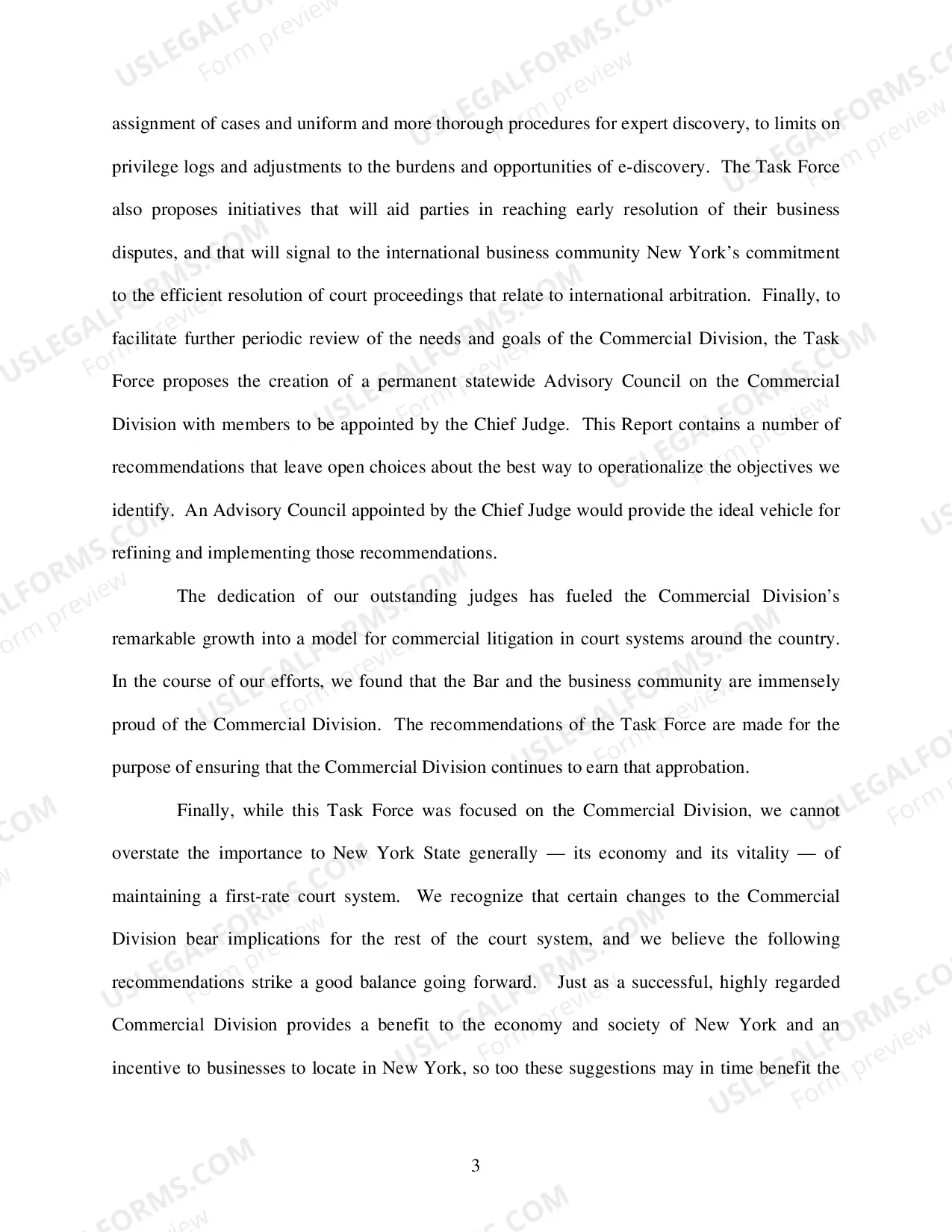 Preview The Chief Judge's Task Force on Commercial Litigation in the 21st Century - Report