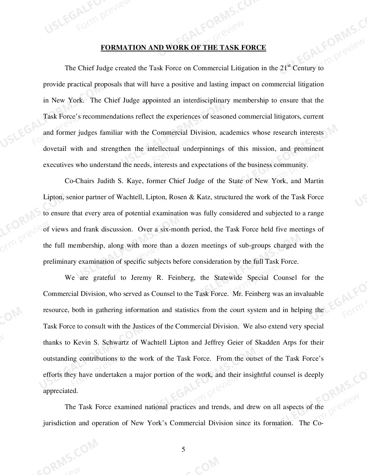 Preview The Chief Judge's Task Force on Commercial Litigation in the 21st Century - Report