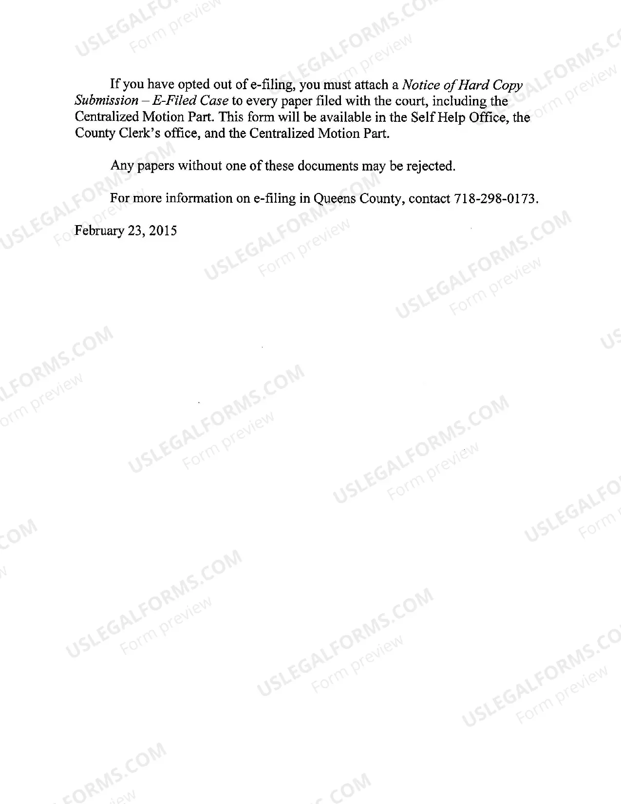 Preview Efiling Information Sheet for Actions Subject to Mandatory Electronic Filing Residential Foreclosure Queens County