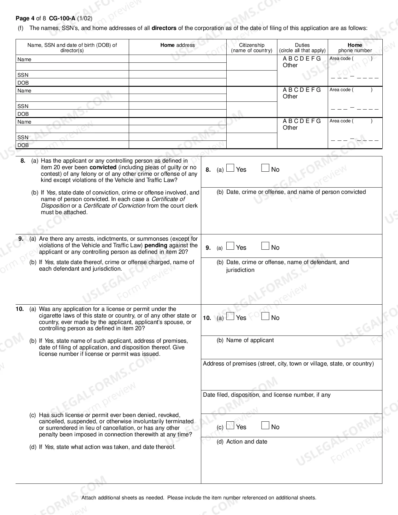 Preview Application for License as a Cigarette Agent or Agent/Wholesaler