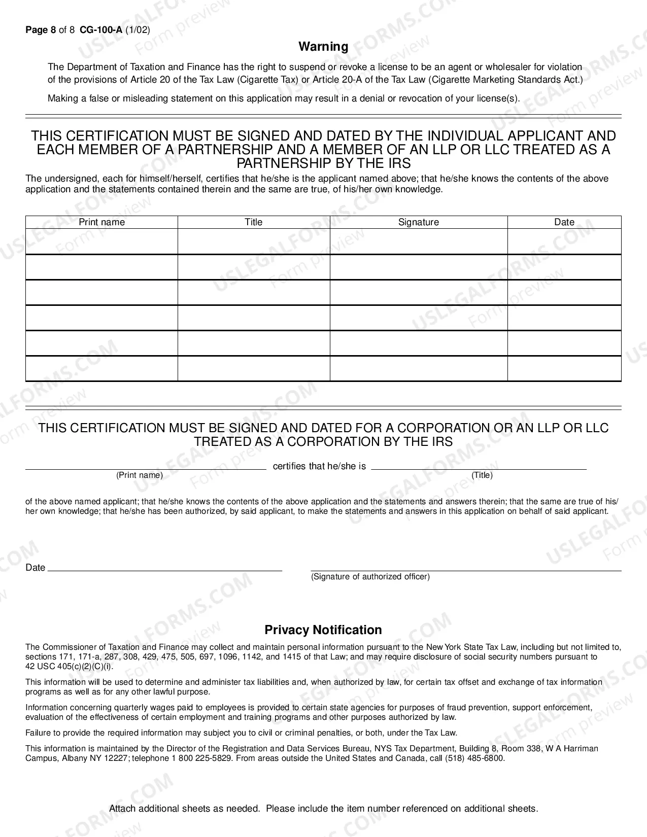Preview Application for License as a Cigarette Agent or Agent/Wholesaler
