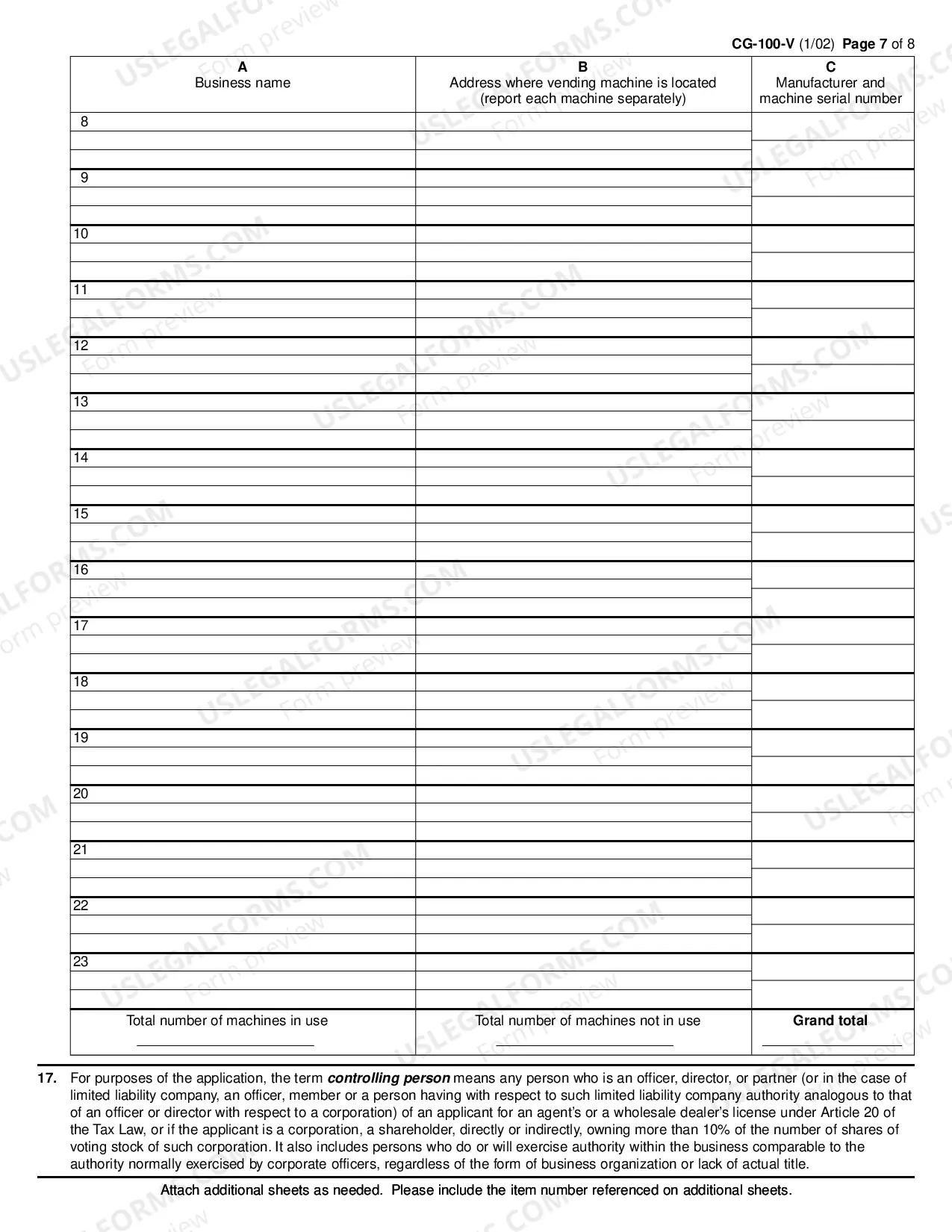 Preview Application for License as a Wholesale Cigarette Dealer Who Only Operates Vending Machines