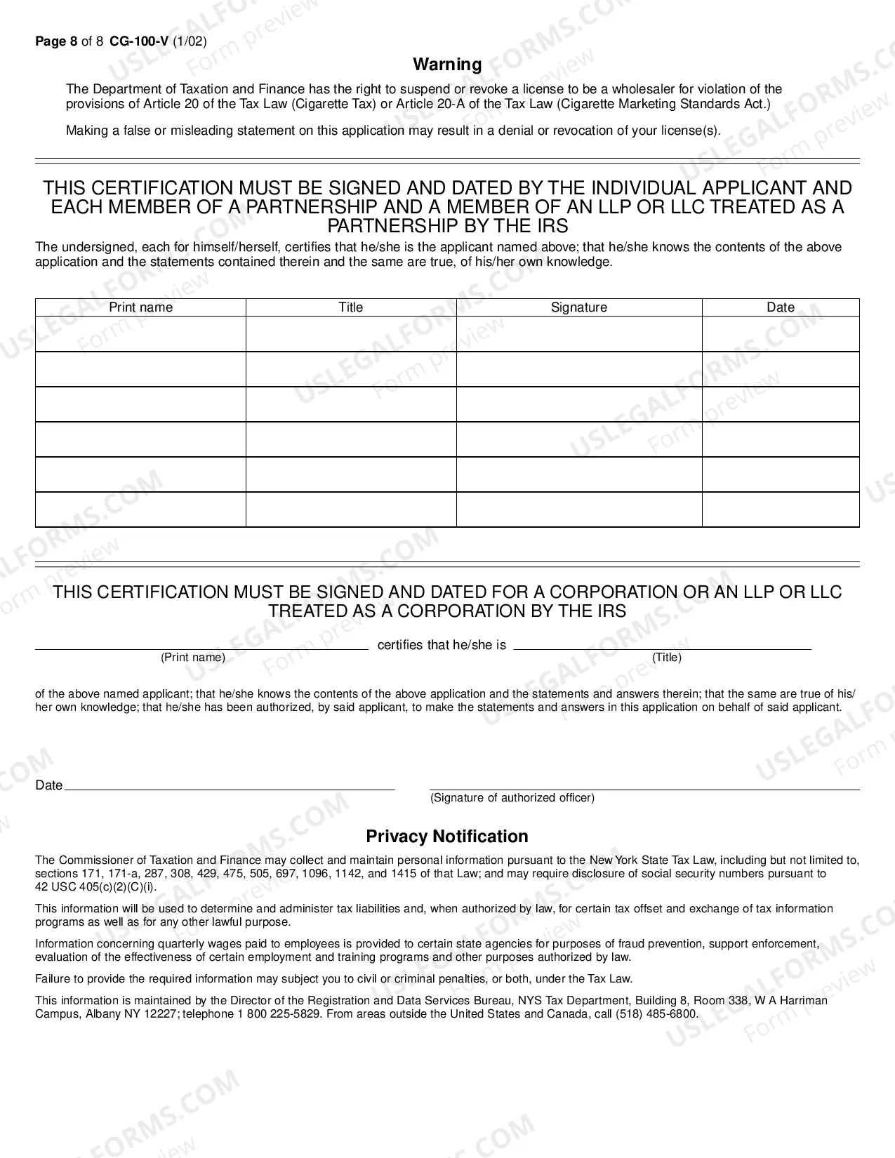 Preview Application for License as a Wholesale Cigarette Dealer Who Only Operates Vending Machines