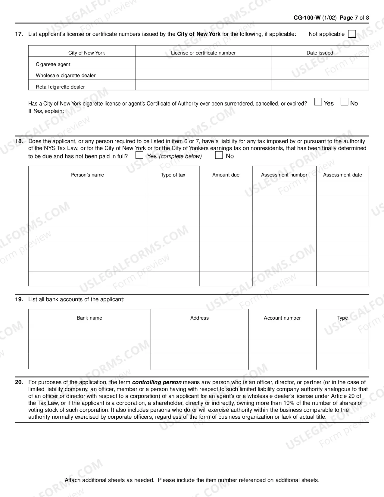 Preview Application for License as a Wholesale Cigarette Dealer Other Than Those Who Only Operate Vending Machines