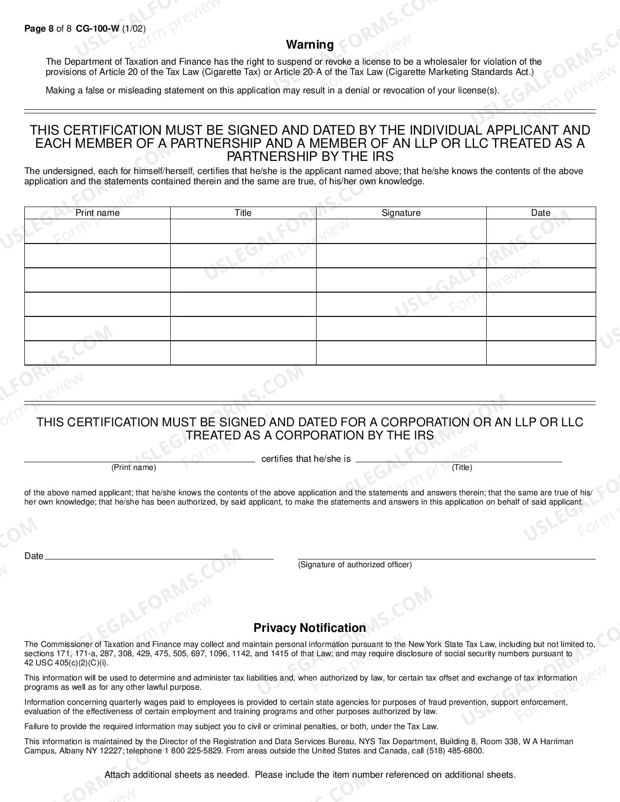 Preview Application for License as a Wholesale Cigarette Dealer Other Than Those Who Only Operate Vending Machines