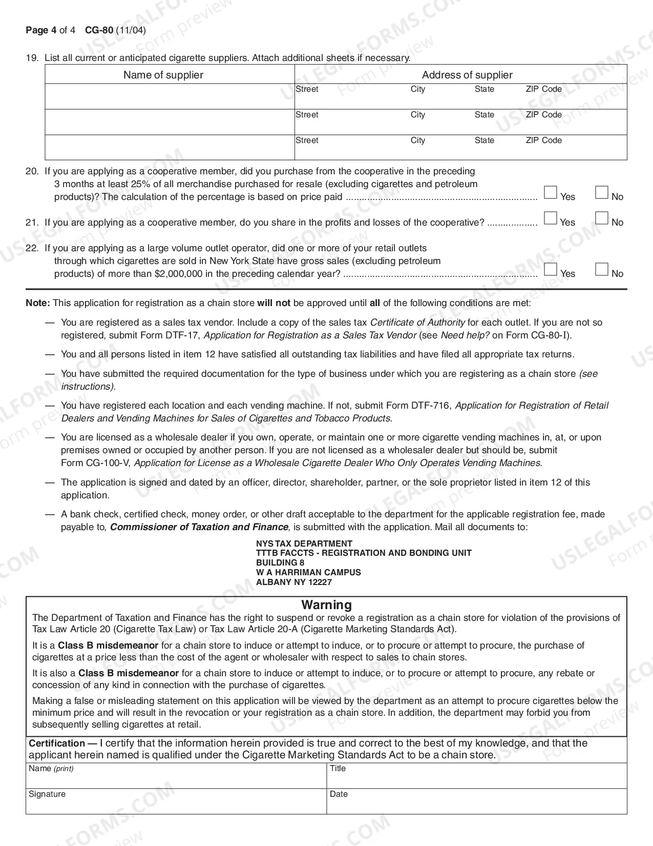 Preview Application for Registration as a Chain Store